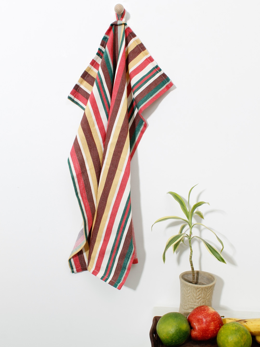 

AVI Living Set of 6 Yellow & Green Striped Pure Cotton Kitchen Towel Set