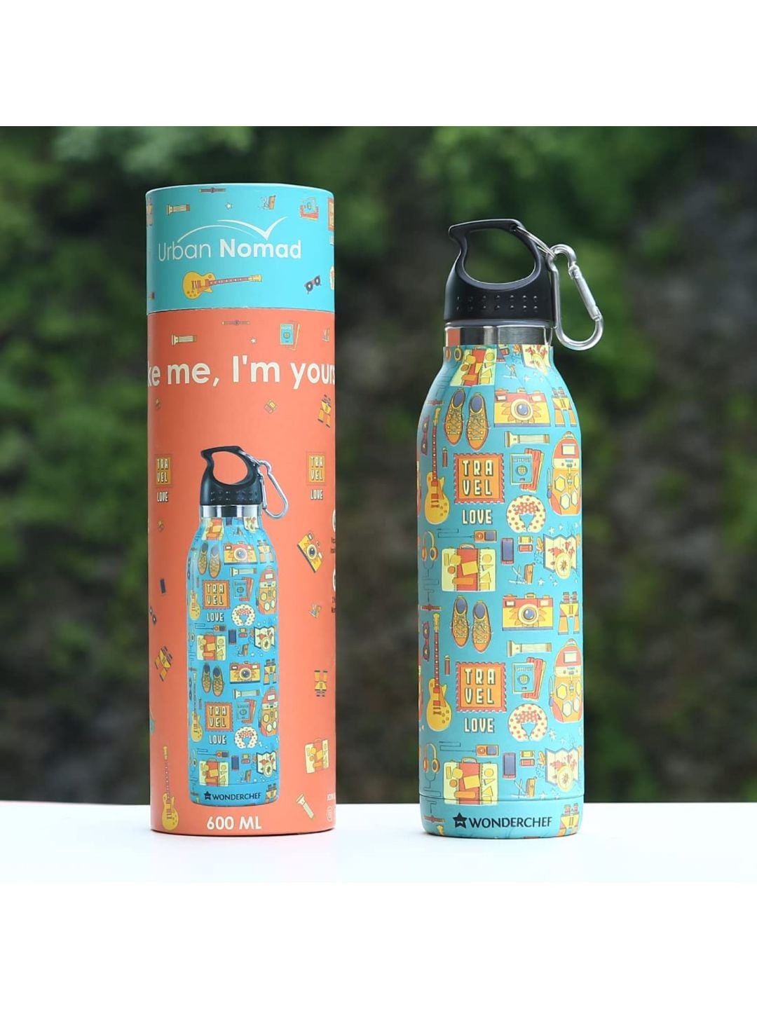 

Wonderchef Blue & Orange Urban Nomad Printed Stainless Steel Flask Water Bottle 600 ML