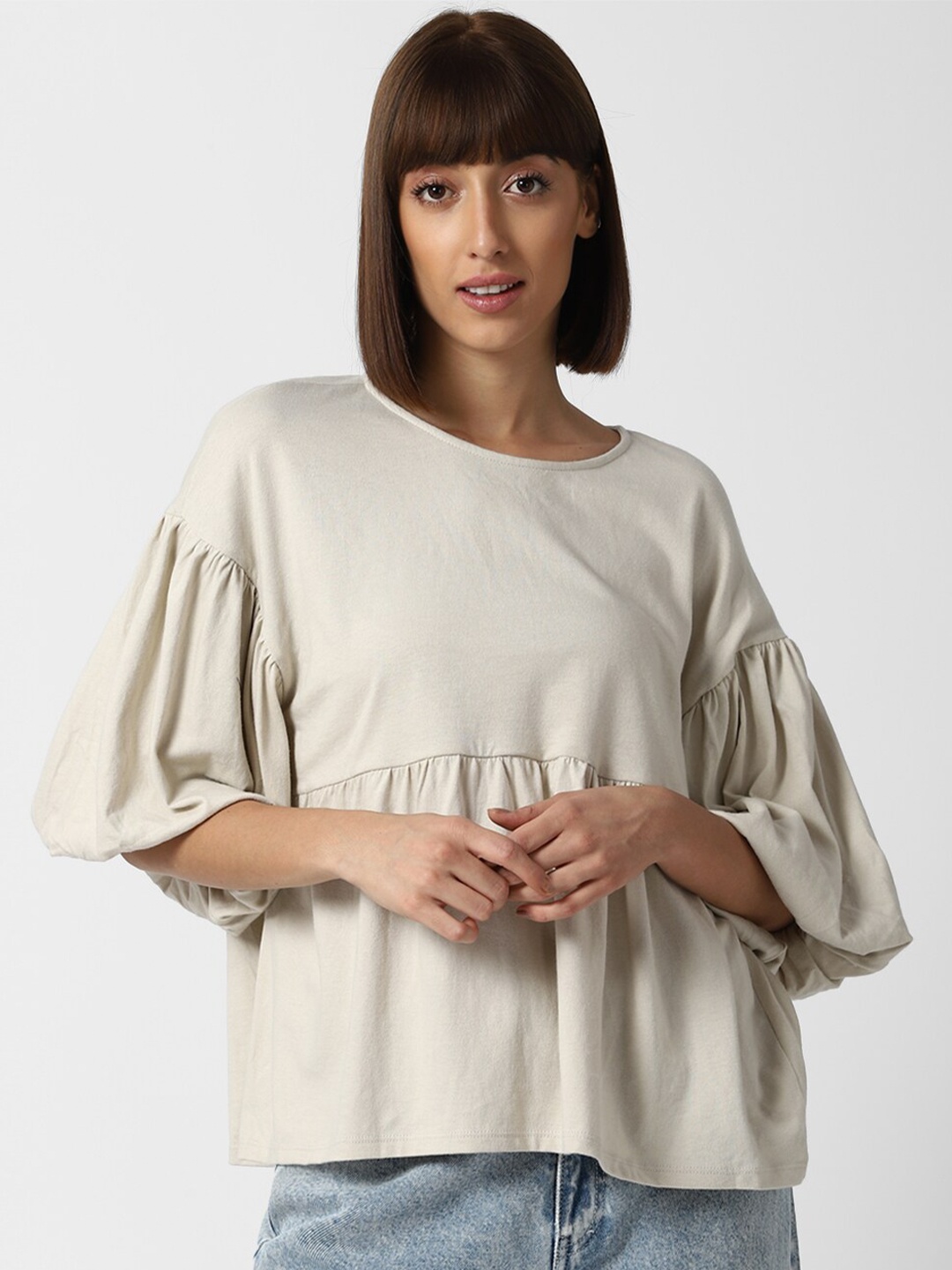 

FOREVER 21 Beige Boxy Top