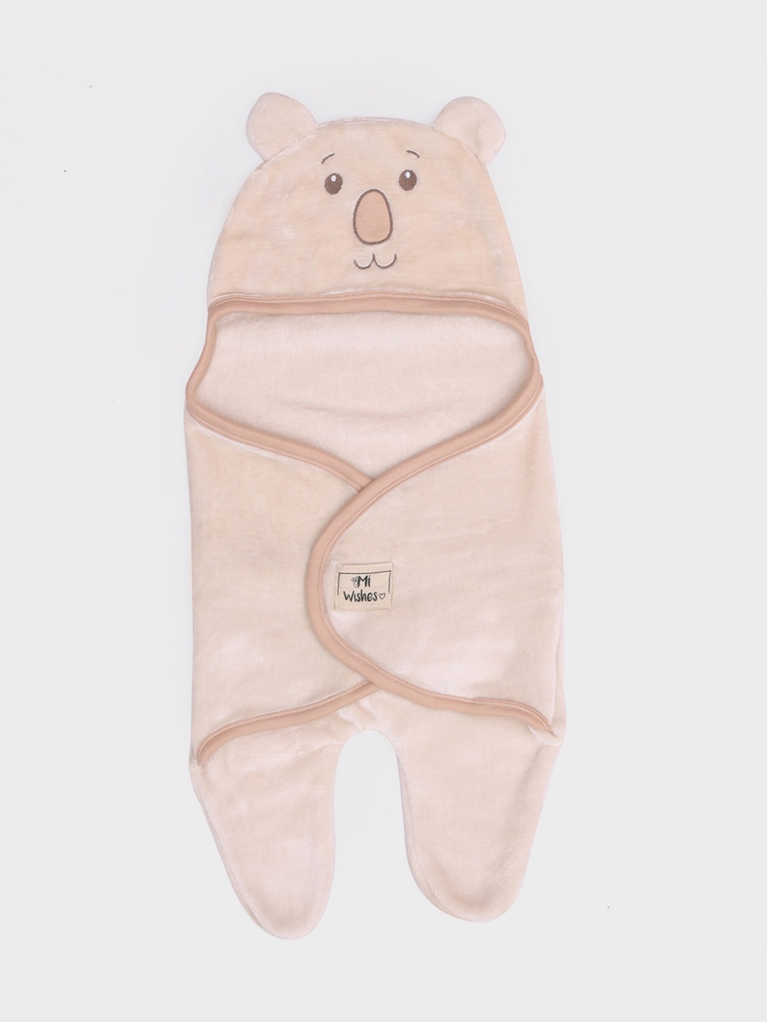 

MiArcus Unisex Kids Coral & Beige Summer 210 GSM Flurry Knitted Hooded Blanket