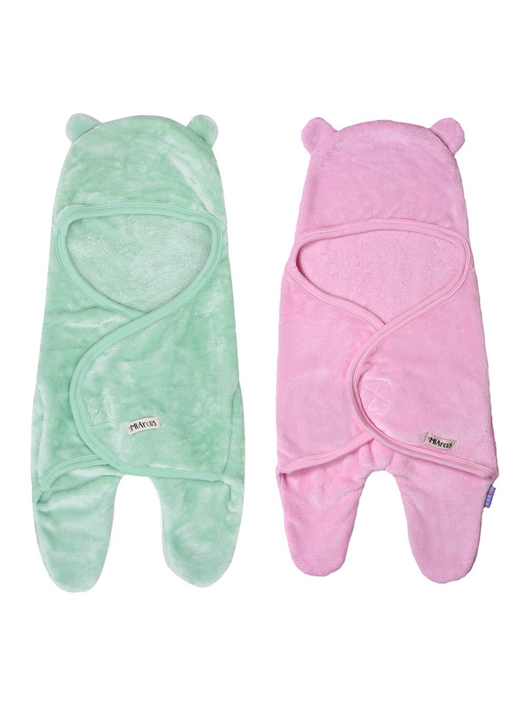 

MiArcus Unisex Kids Pink & Green Set of 2 Summer 300 GSM Hooded Wrap Blanket