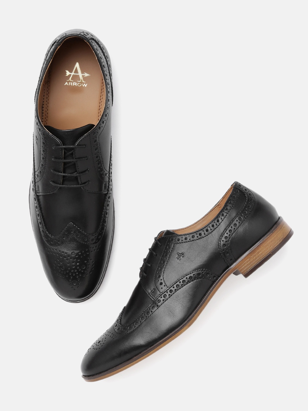 

Arrow Men Black Textured Leather Brogues Formal Shoes