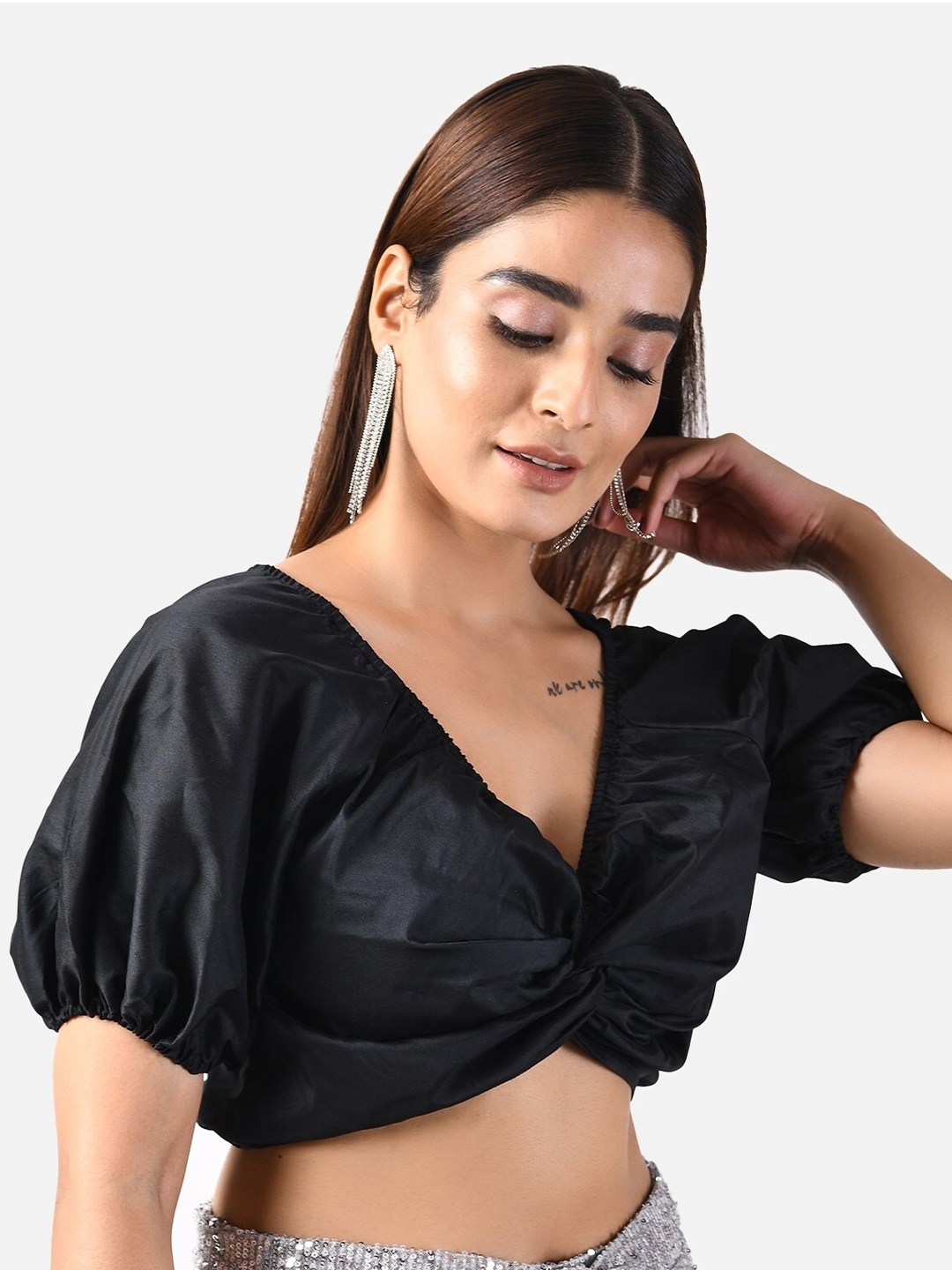 

ATTIC SALT Black Twisted Crop Top