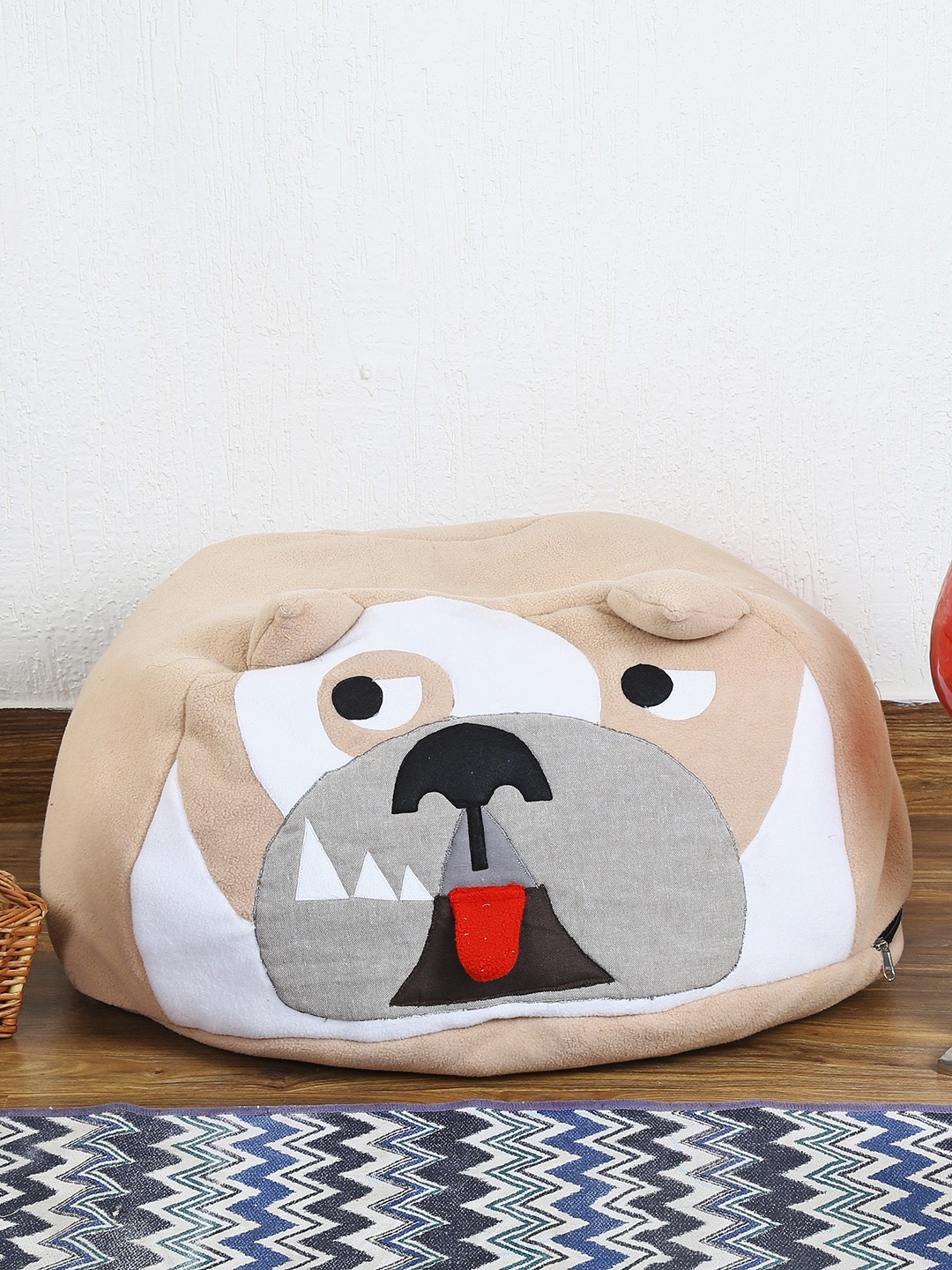 

My Gift Booth Kids Beige & White Fleece Dog Bean Bag Cover