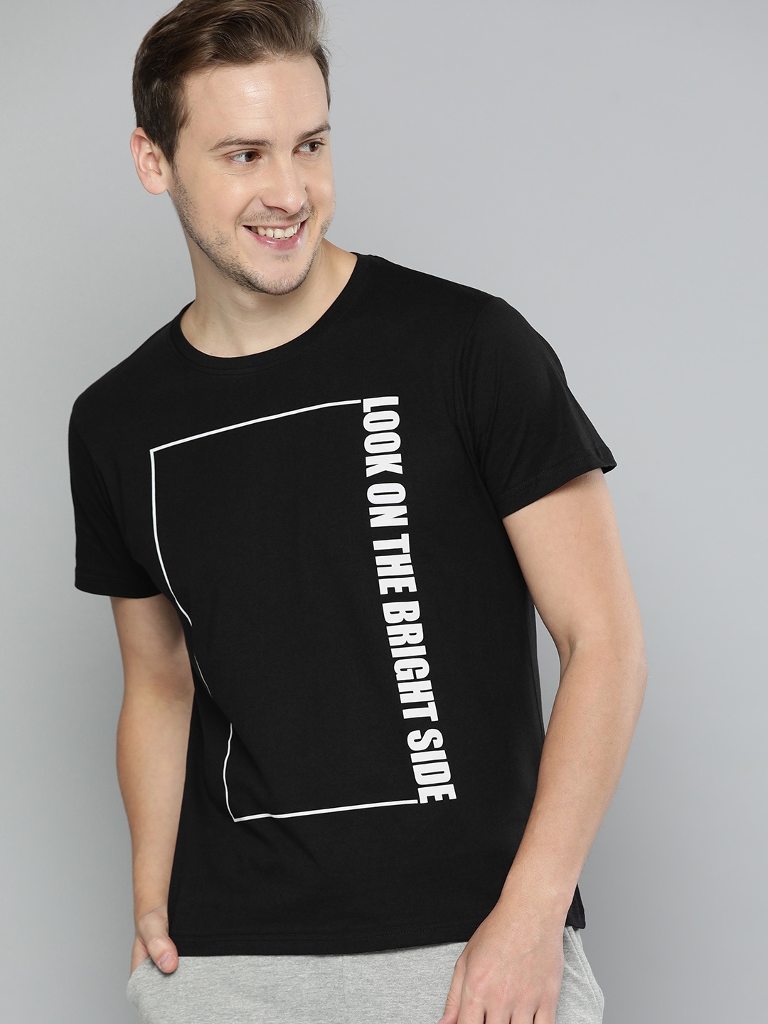 

HERE&NOW Men Black & White Printed T-shirt