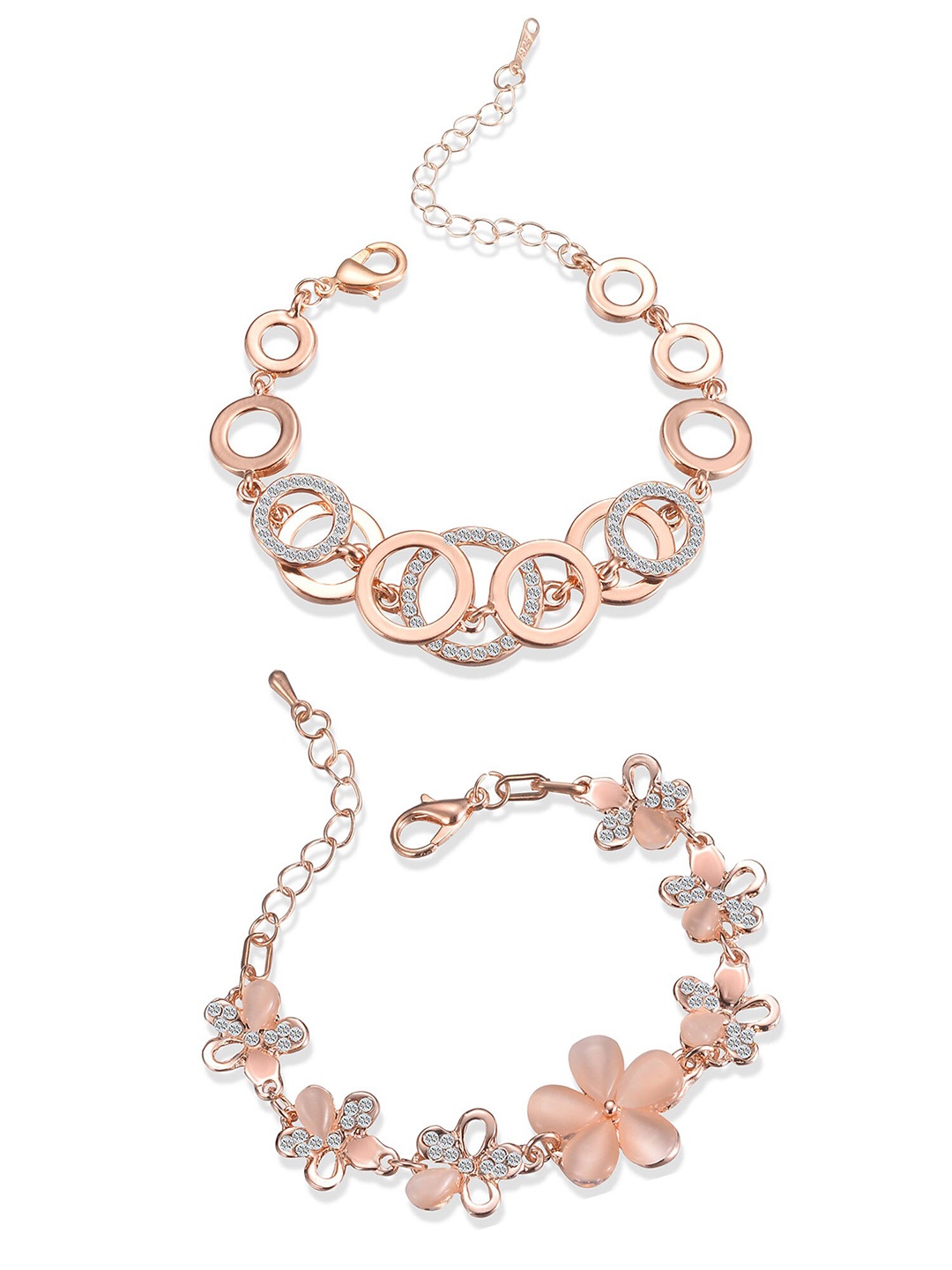 

Shining Diva Fashion Women Set of 2 18k Rose Gold Plated Crystal Bracelets