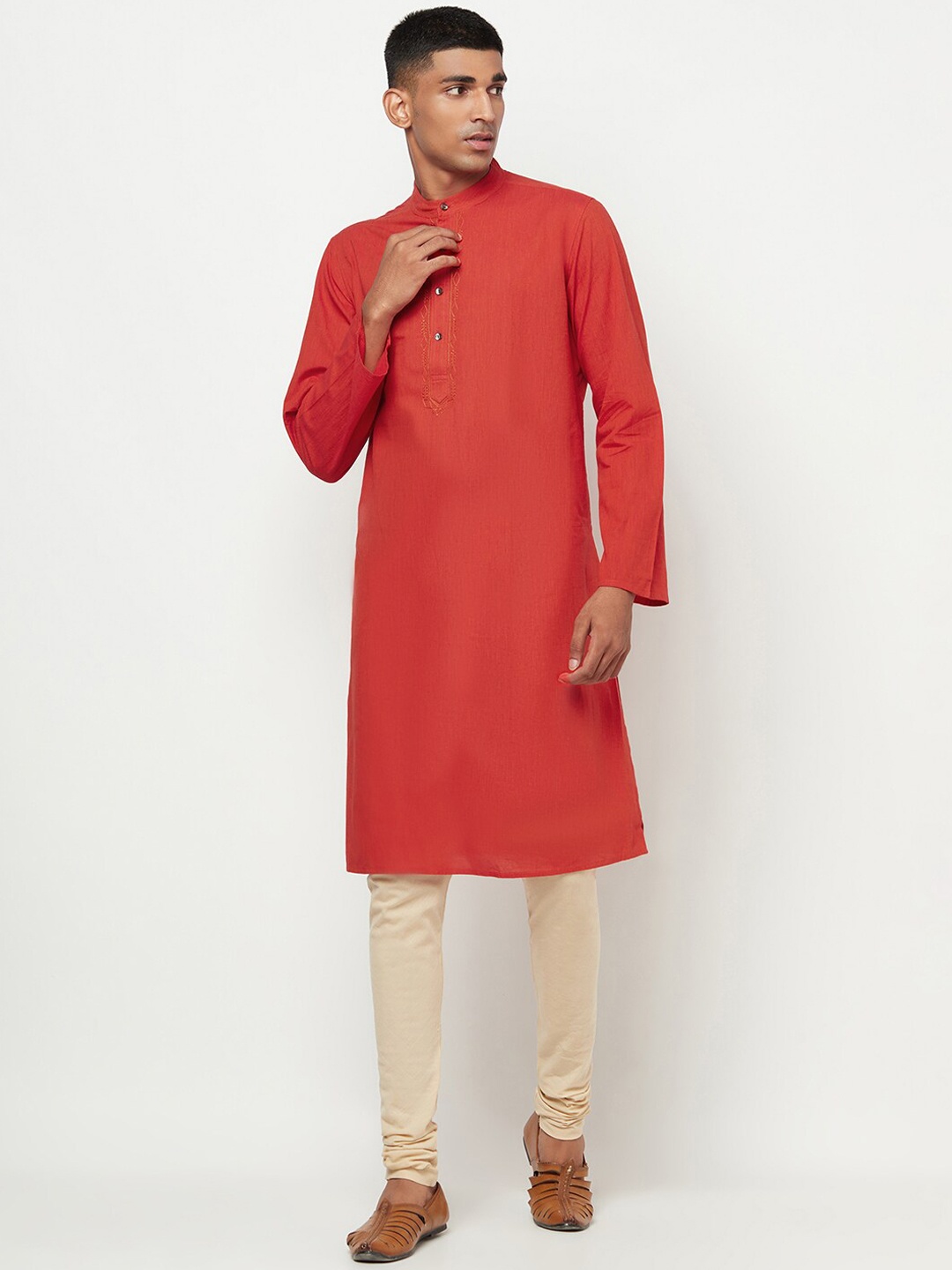 Fabindia Men Rust Kurta