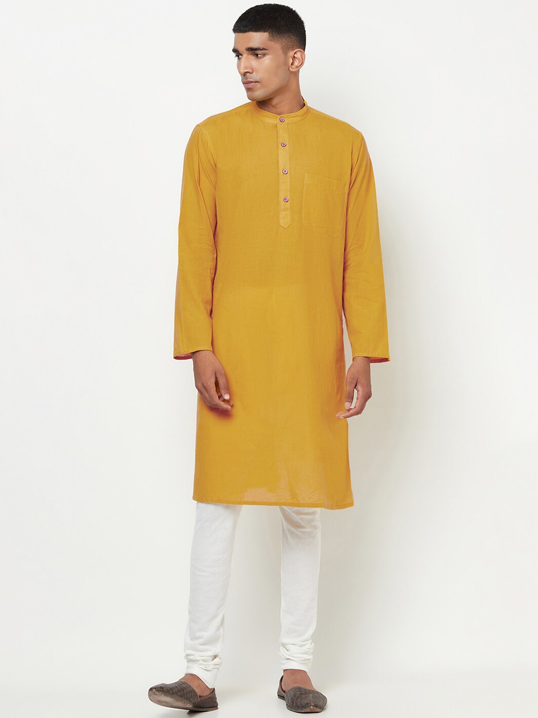 

Fabindia Men Yellow Thread Work Kurta