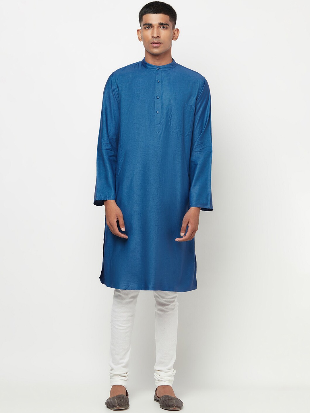 Fabindia Men Blue Mirror Work Kurta