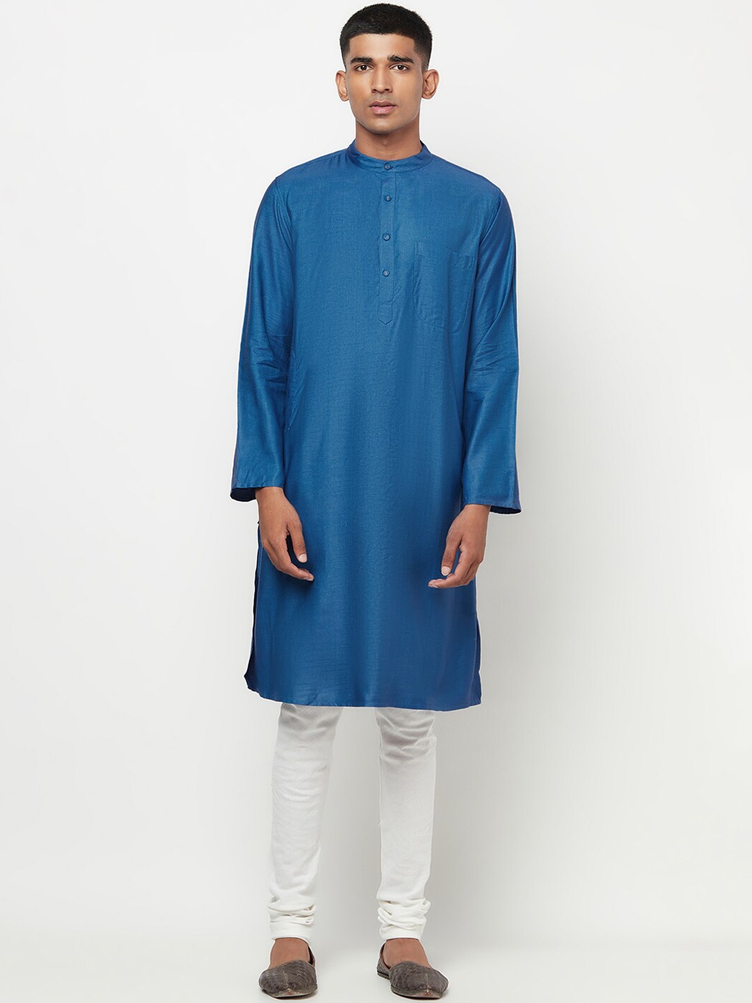 Fabindia Men Blue Solid Kurta