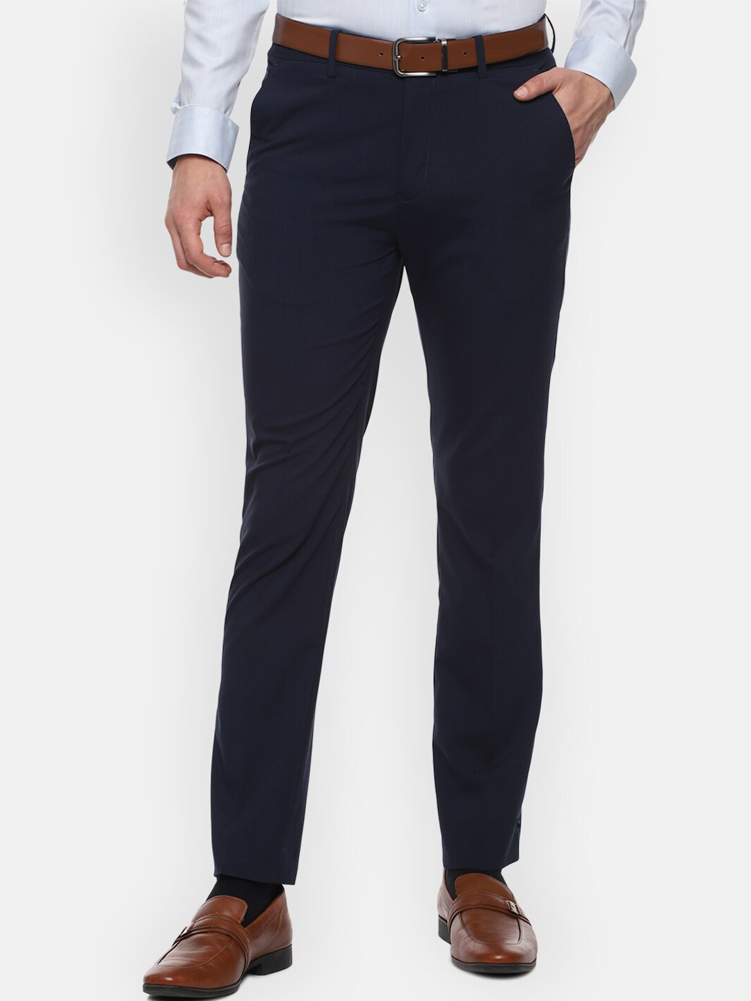 

Louis Philippe Men Navy Blue Slim Fit Formal Trousers
