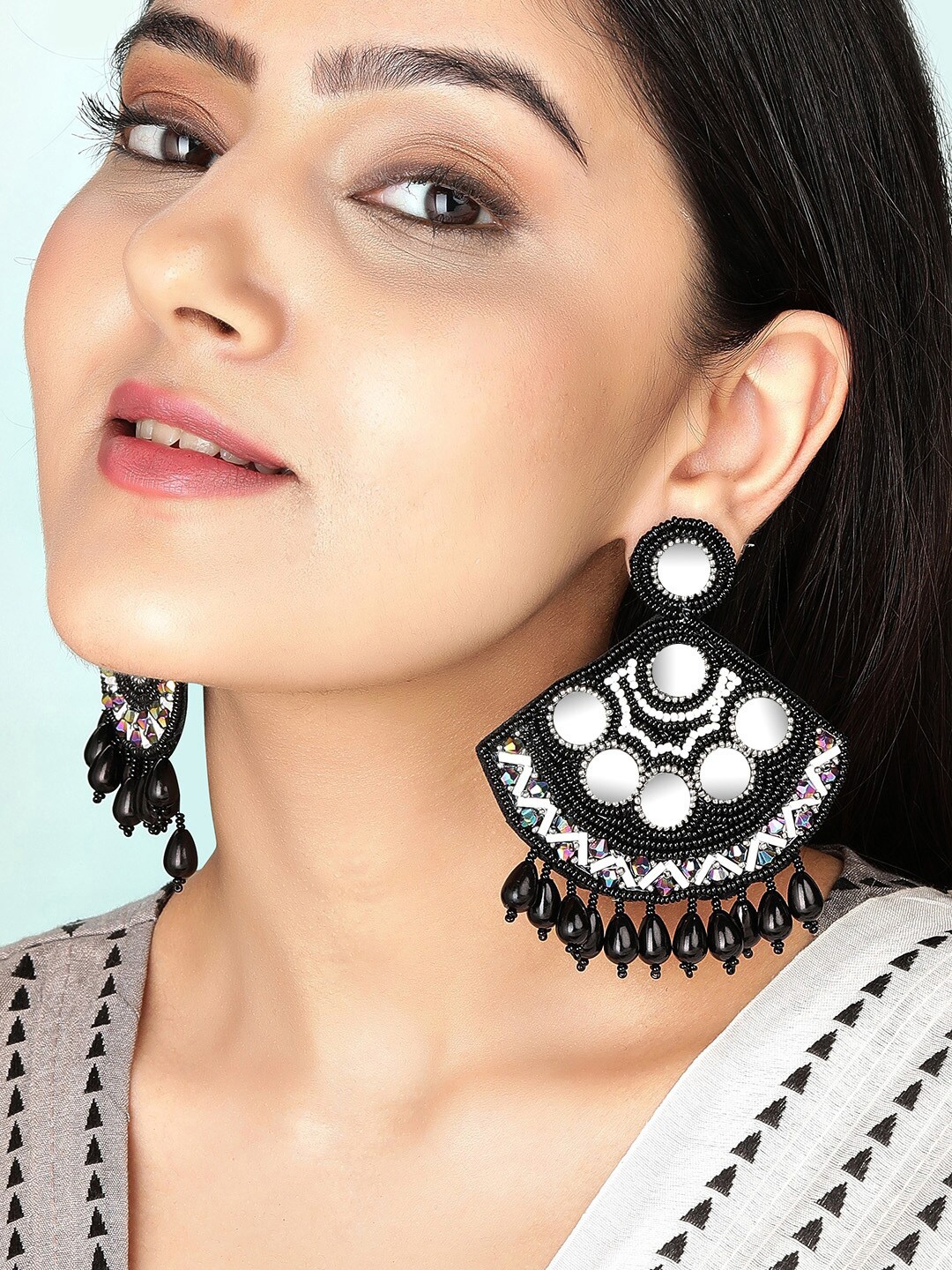 

Rubans Black Crescent Shaped Drop Earrings