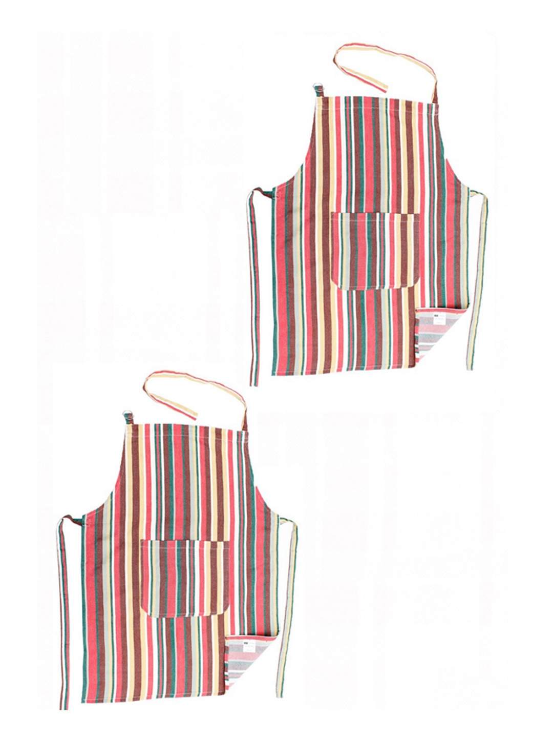 

AVI Living Pack Of 2 Multicoloured Striped Pure Cotton Aprons, Multi