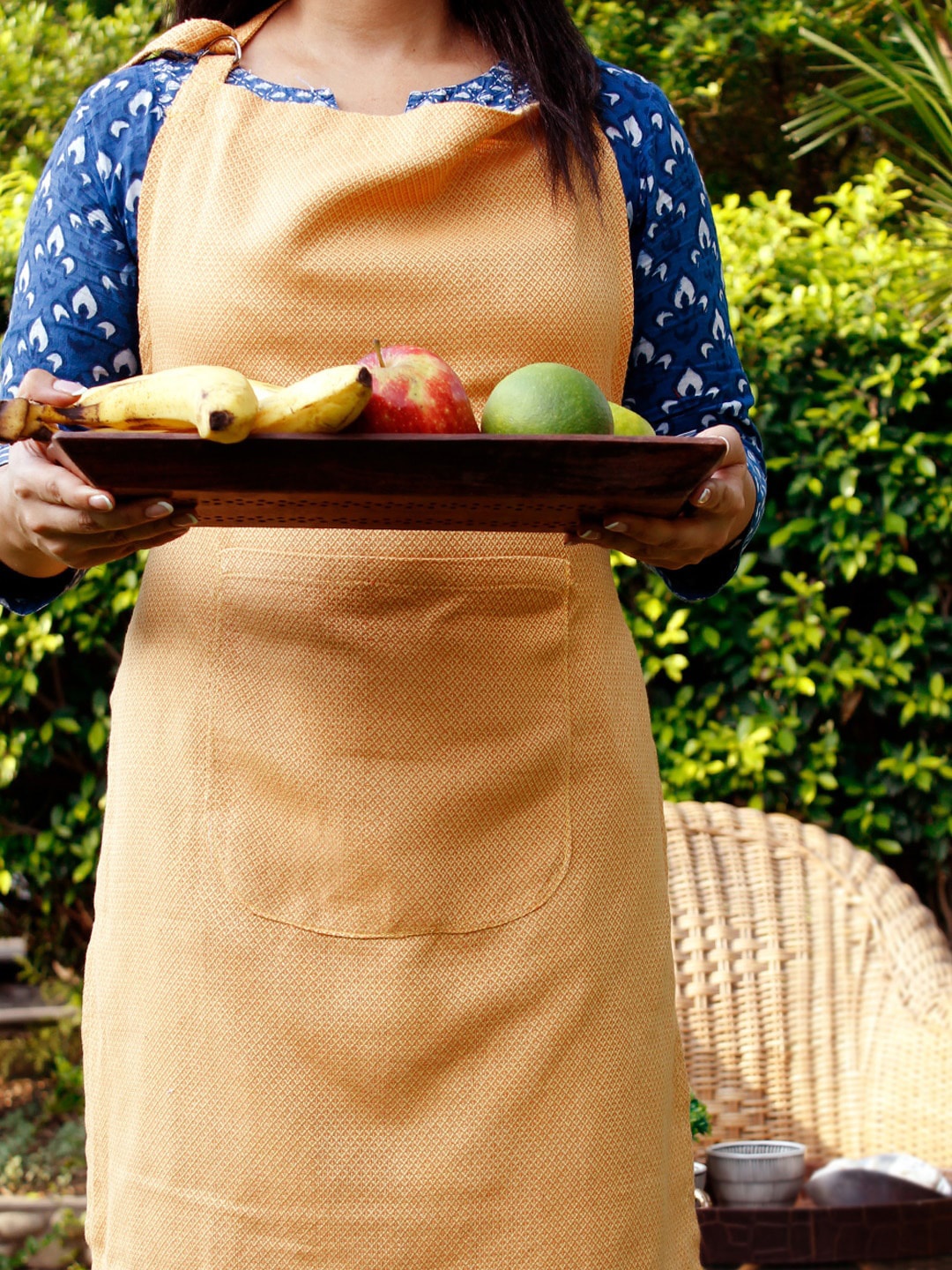 

AVI Living Pack Of 2 Mustard Yellow Printed Pure Cotton Aprons