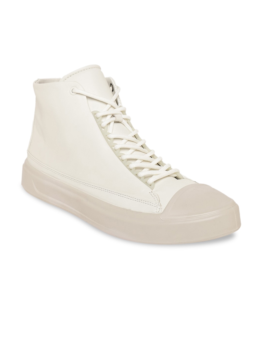 

ECCO Men Off White Patent Leather Flexure T-Cap Sneakers