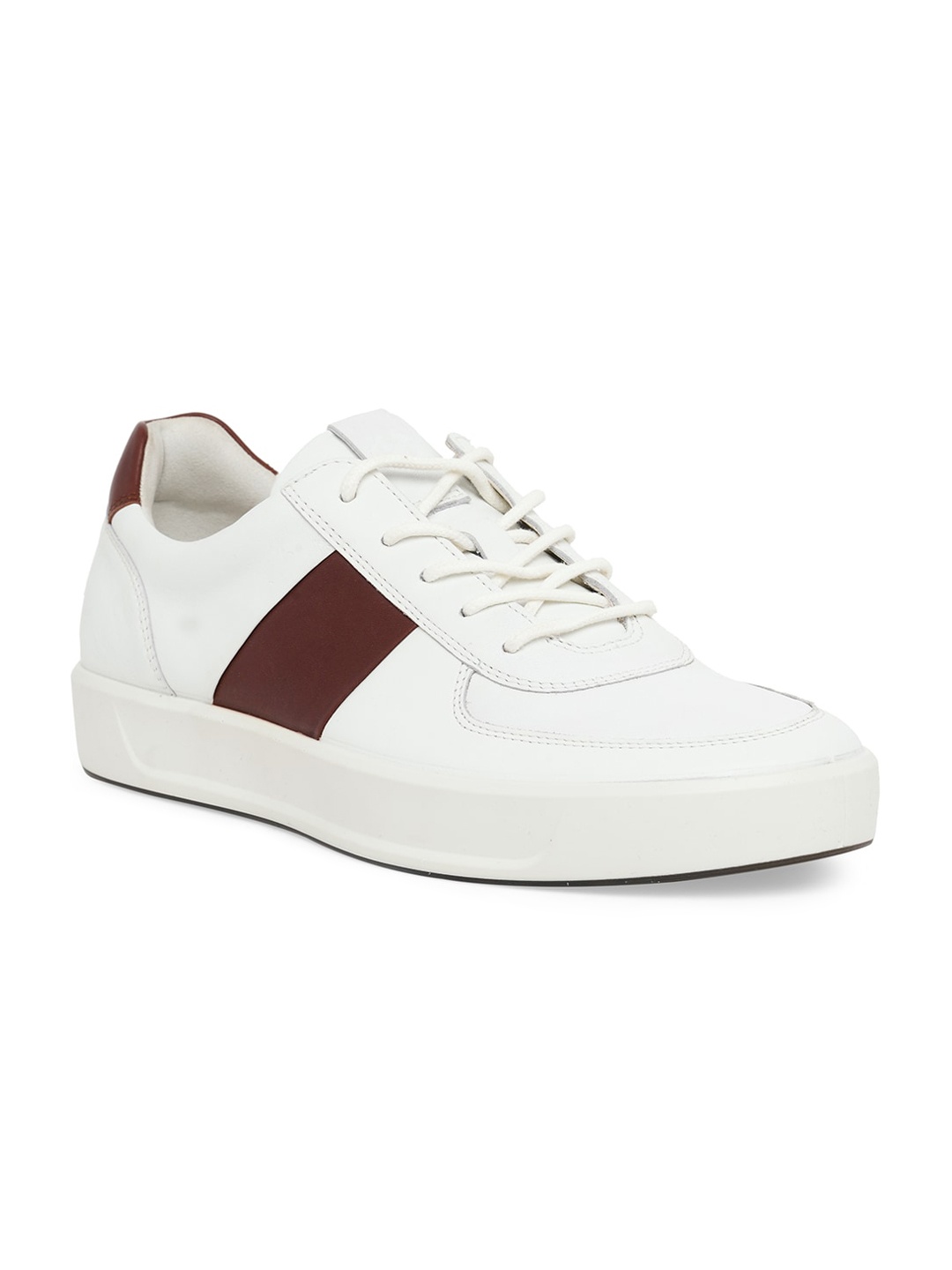 

ECCO Soft 8 Men White Colourblocked Patent Leather Sneakers