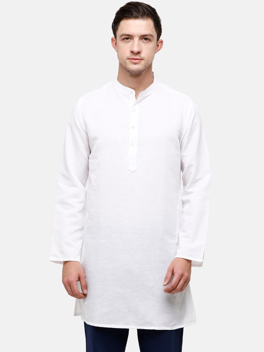 

CAVALLO by Linen Club Men White Thread Work Kurta