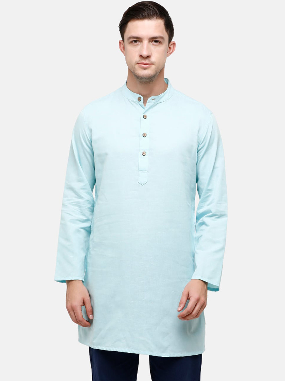

CAVALLO by Linen Club Men Blue Kurta