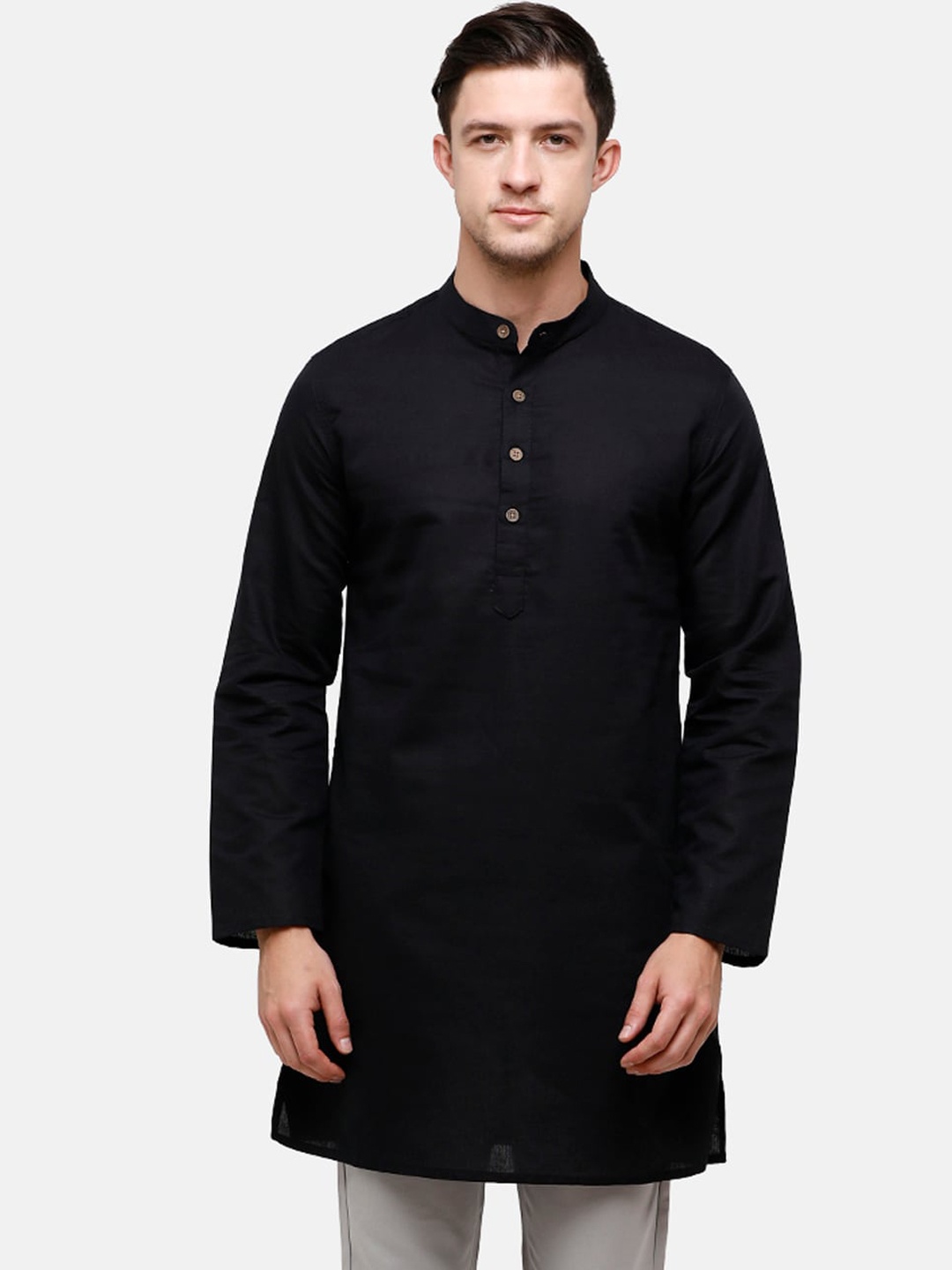 

CAVALLO by Linen Club Men Blue Solid Short Kurta