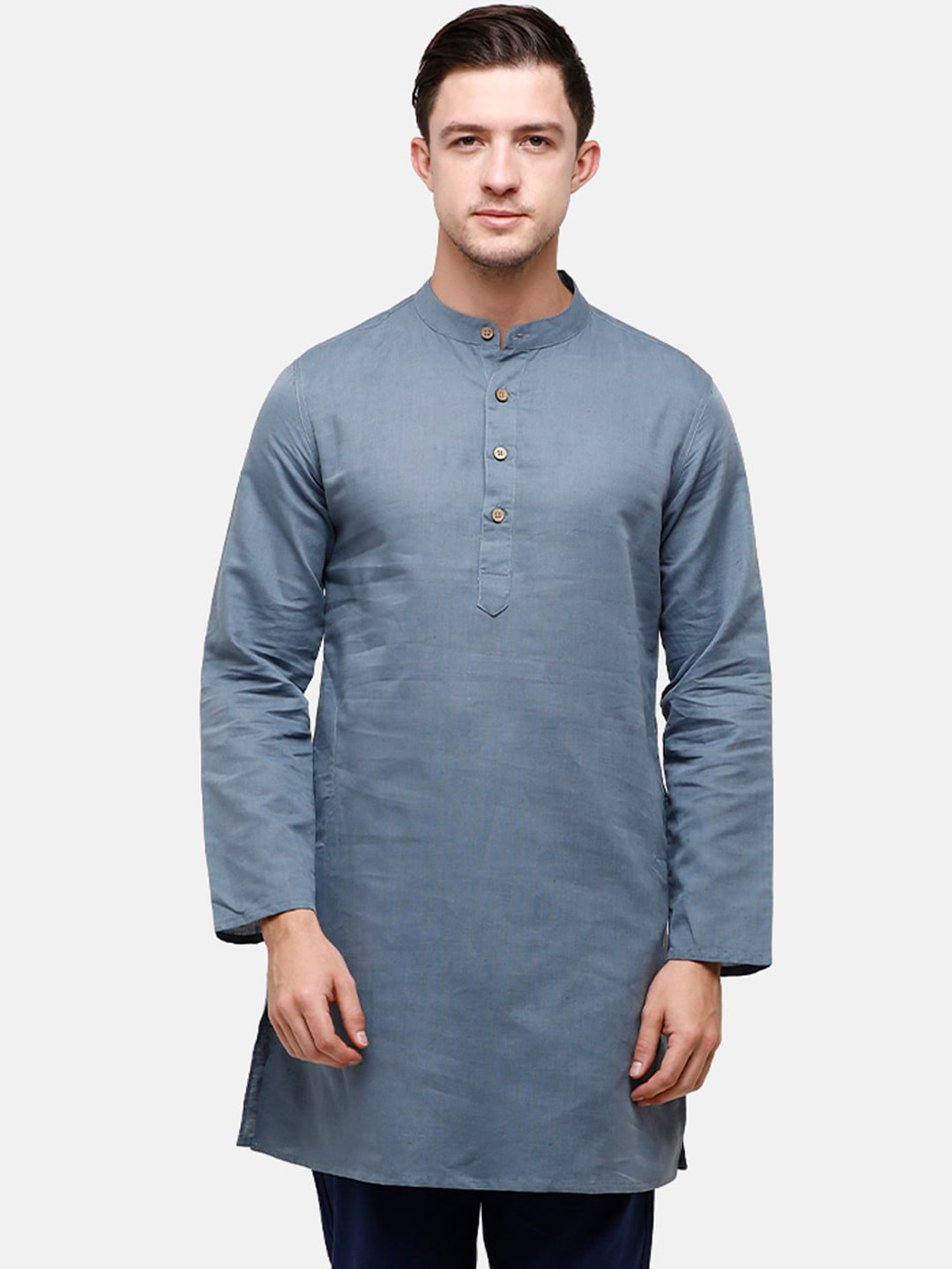 

CAVALLO by Linen Club Men Blue Thread Work Kurta