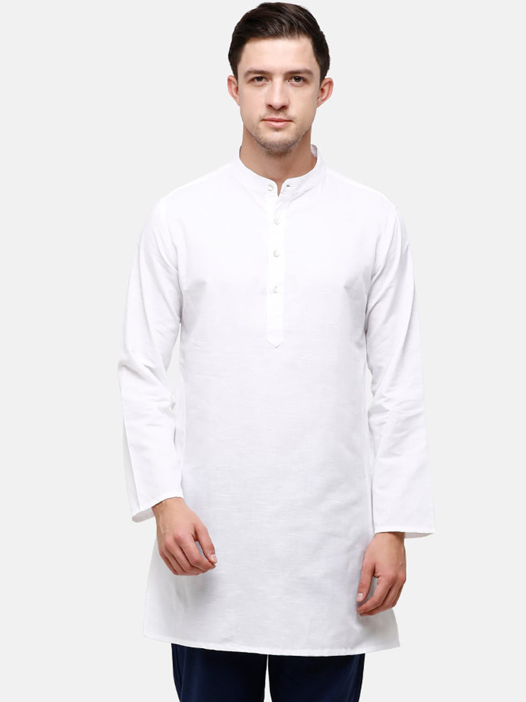 

CAVALLO by Linen Club Men White Thread Work Kurta