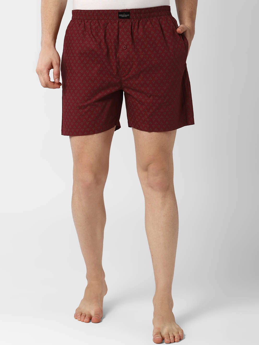

Peter England Men Maroon Printed Cotton Boxers