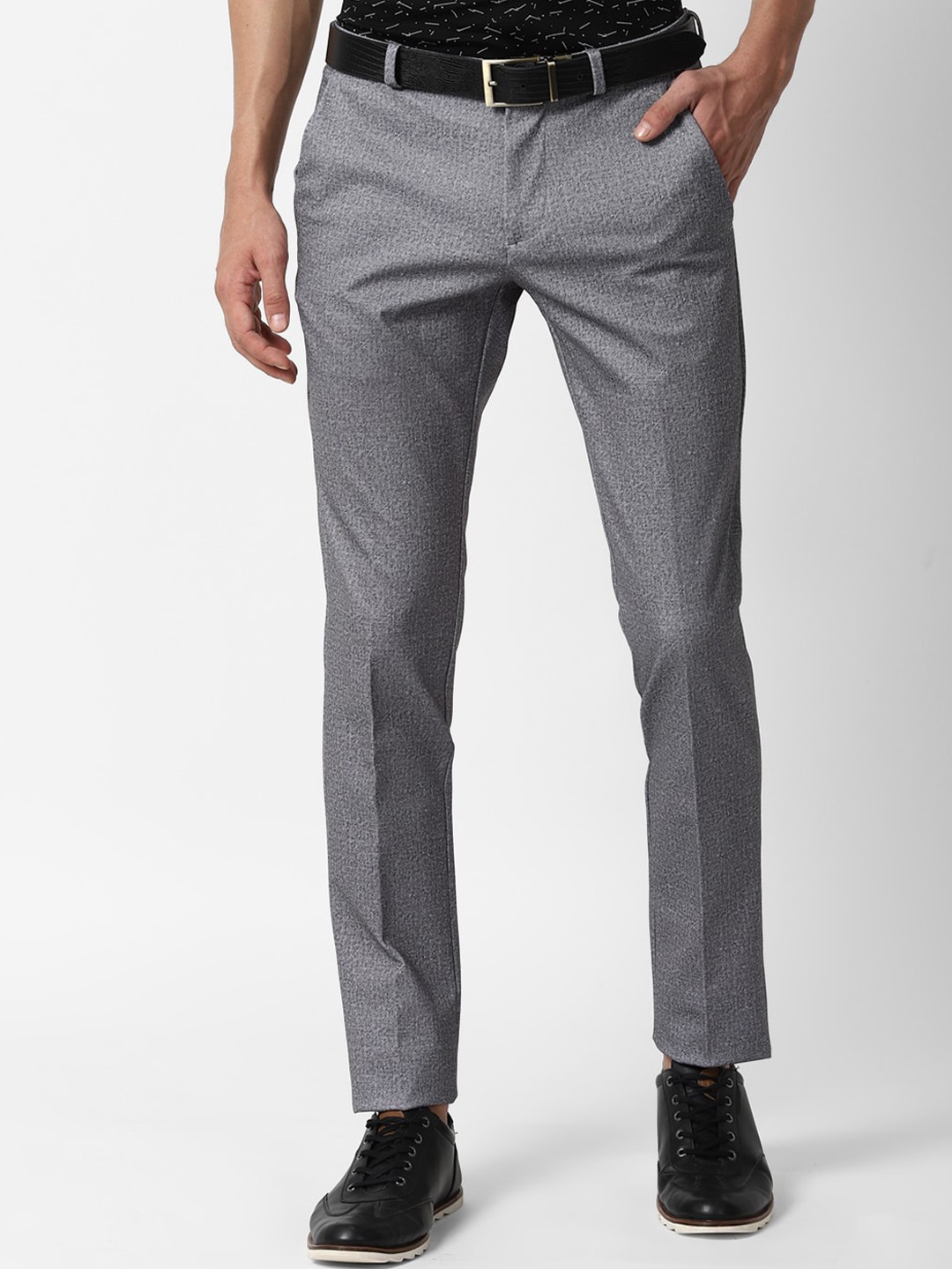 

Louis Philippe Sport Men Grey Textured Slim Fit Trousers