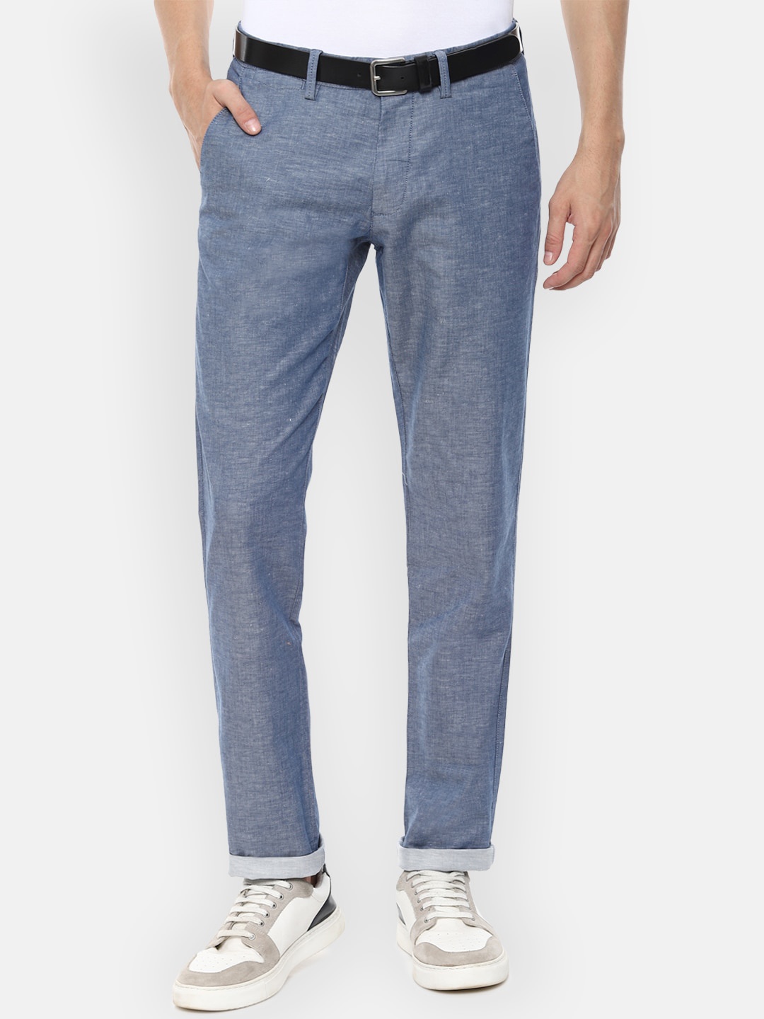 

Louis Philippe Sport Men Blue Textured Regular Fit Trousers