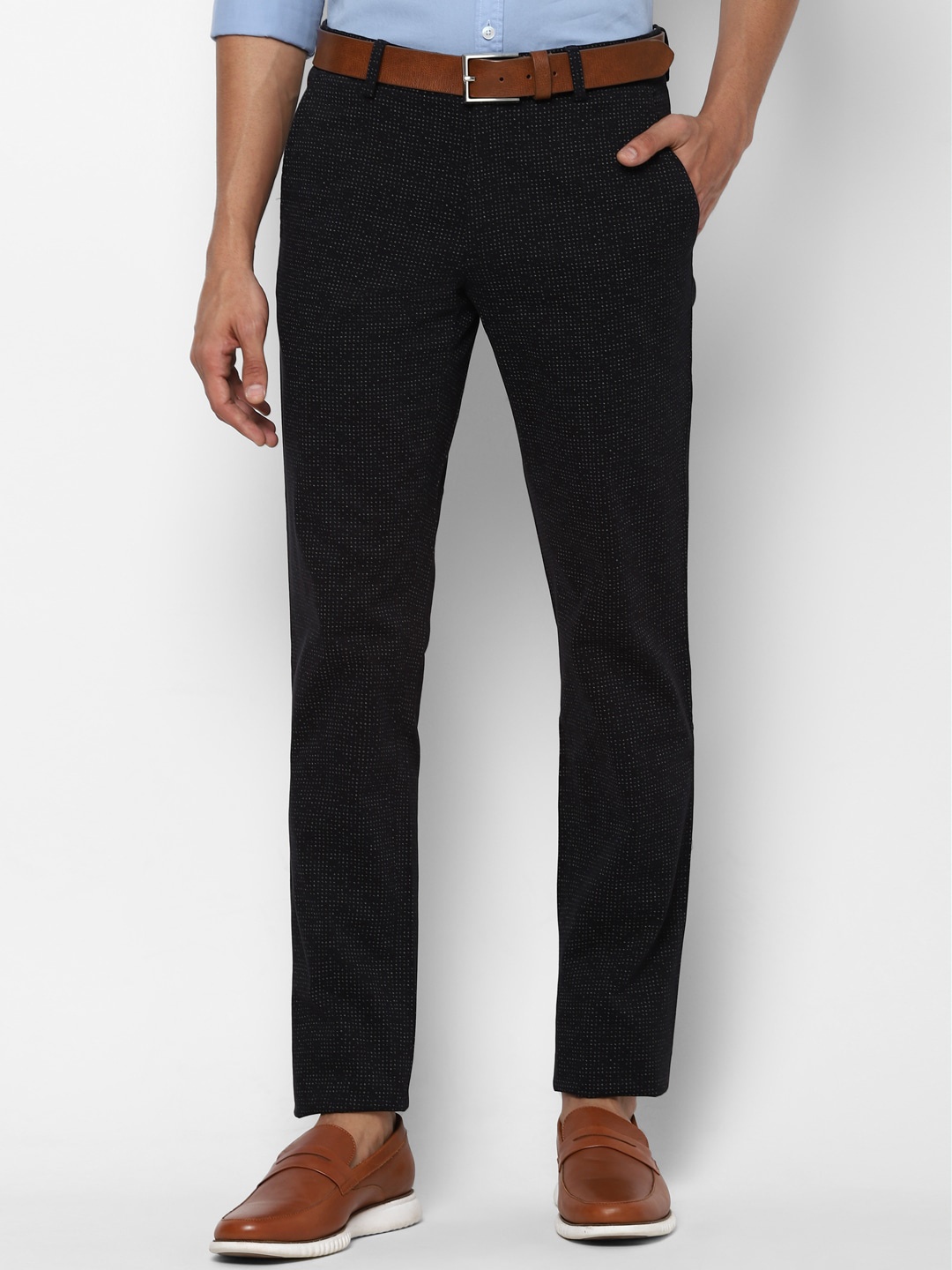 

SIMON CARTER LONDON Men Black Textured Slim Fit Trousers