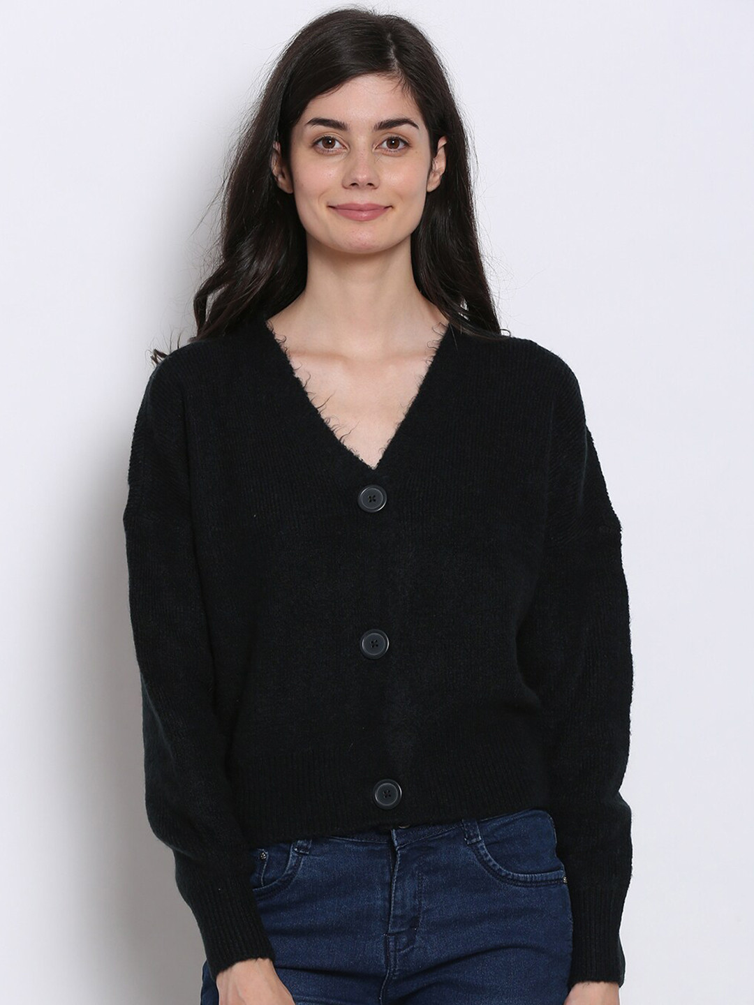 

NoBarr Women Black Acrylic Cardigan
