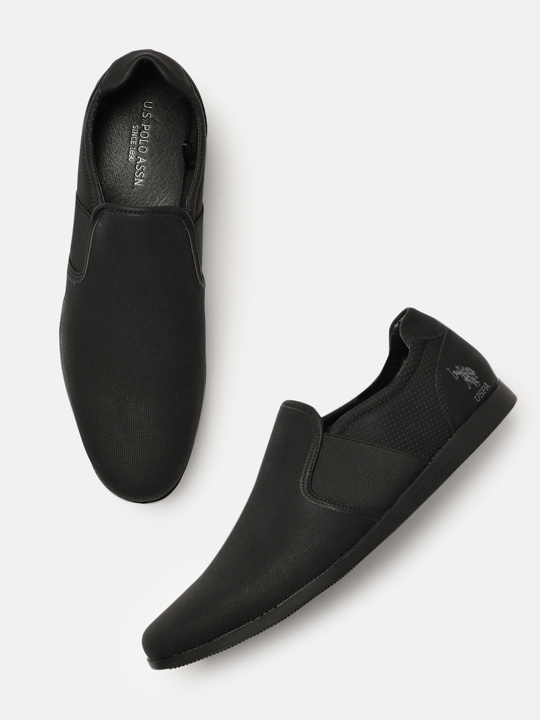 

U.S. Polo Assn. Men Black Woven Design SERGIO Slip-On Sneakers