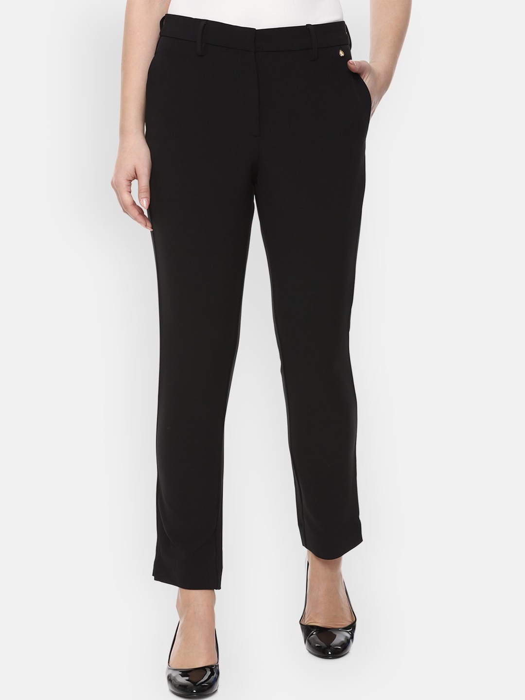 

Van Heusen Woman Women Black Slim Fit Formal Trousers