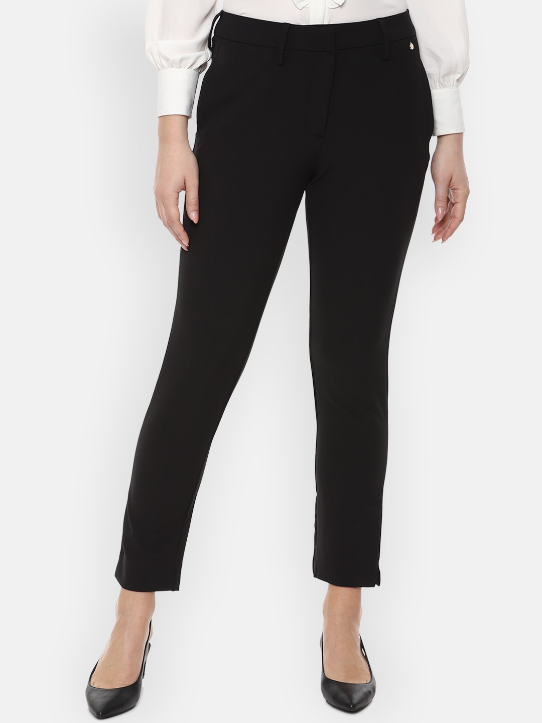 

Van Heusen Woman Women Black Slim Fit Formal Trousers