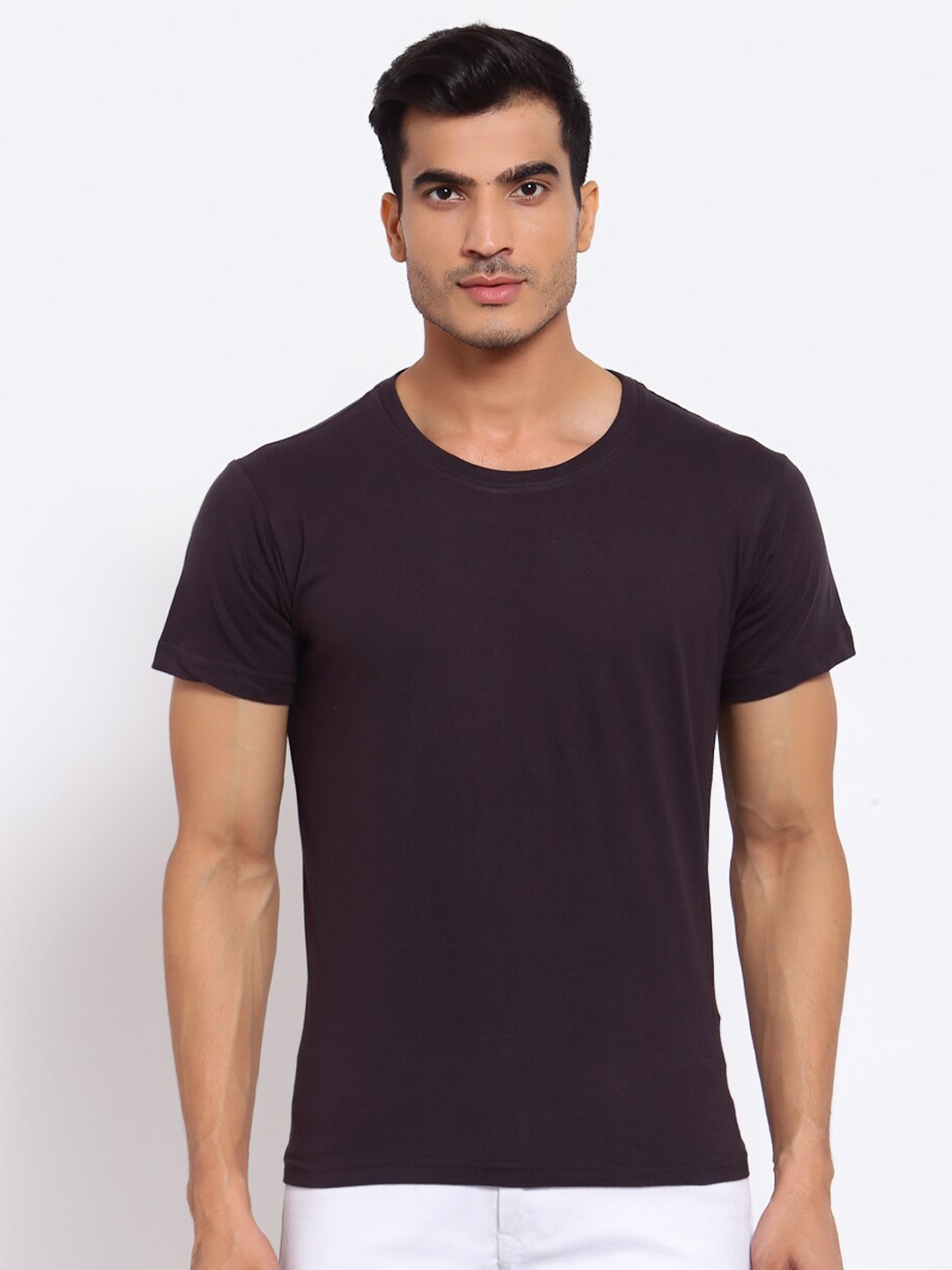 

FERANOID Men Purple Solid Regular Fit T-shirt