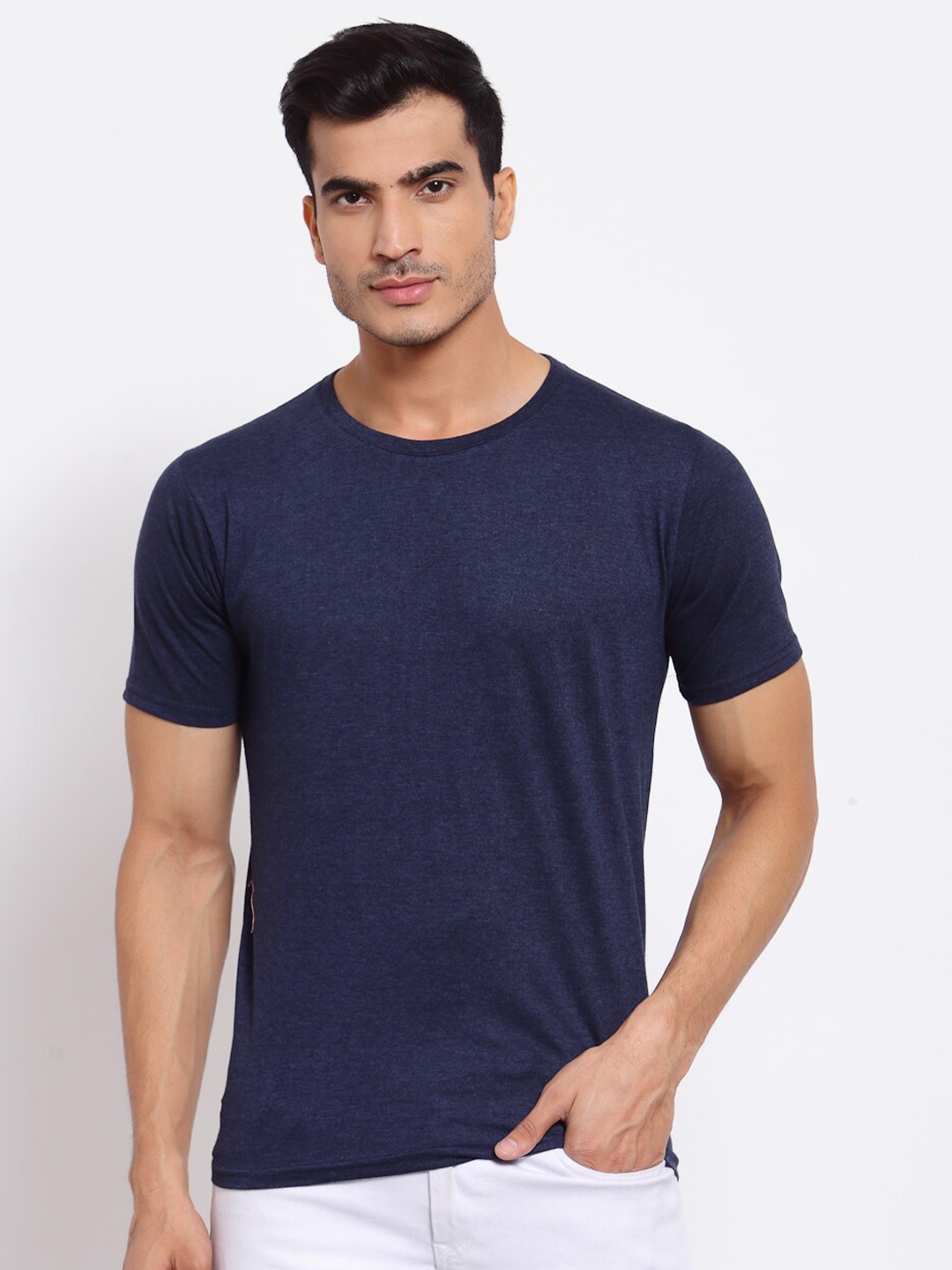 

FERANOID Men Navy Blue Pockets T-shirt