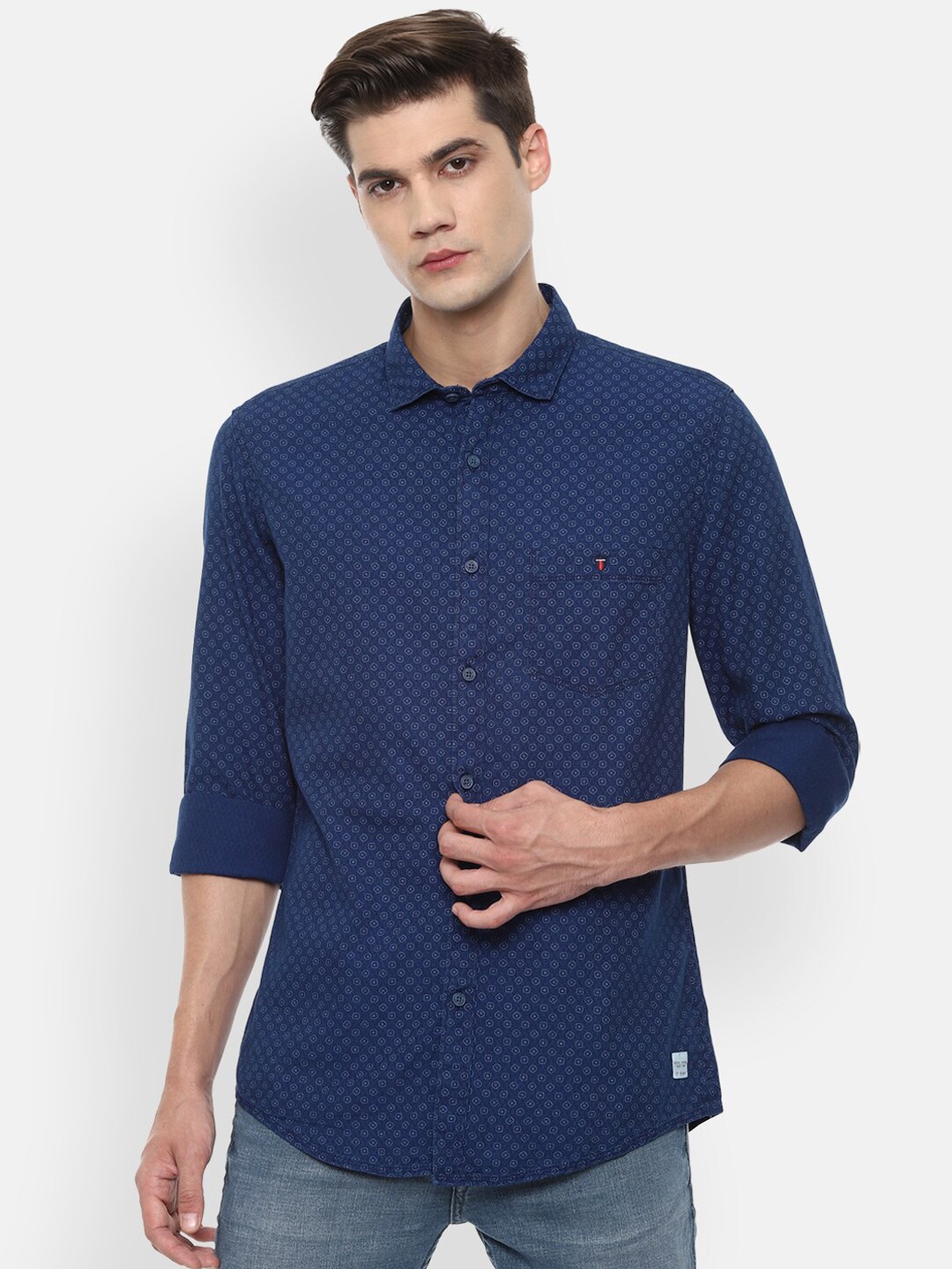 

Louis Philippe Jeans Men Navy Blue Slim Fit Opaque Printed Casual Shirt