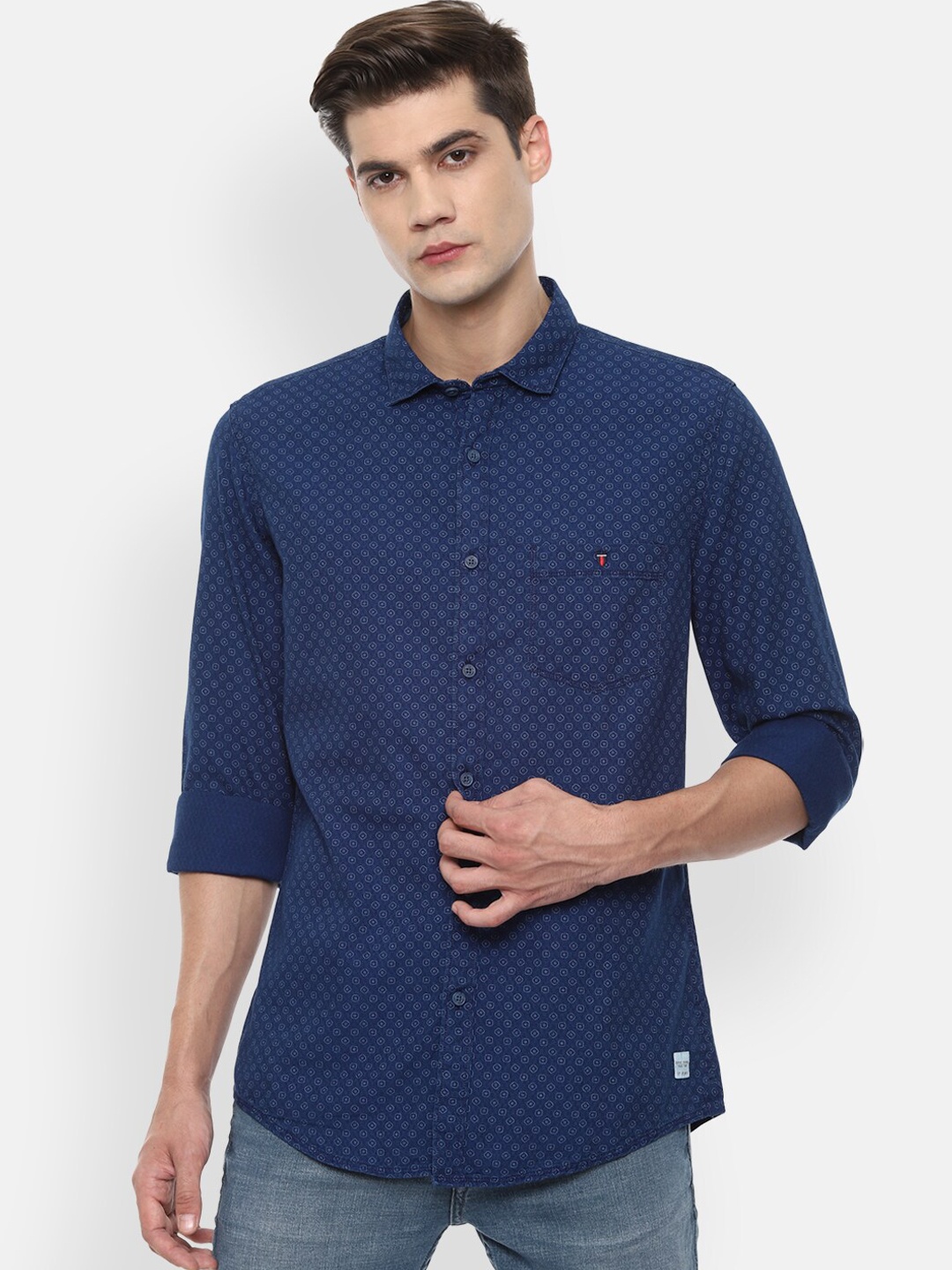 

Louis Philippe Jeans Men Navy Blue Slim Fit Opaque Printed Casual Shirt