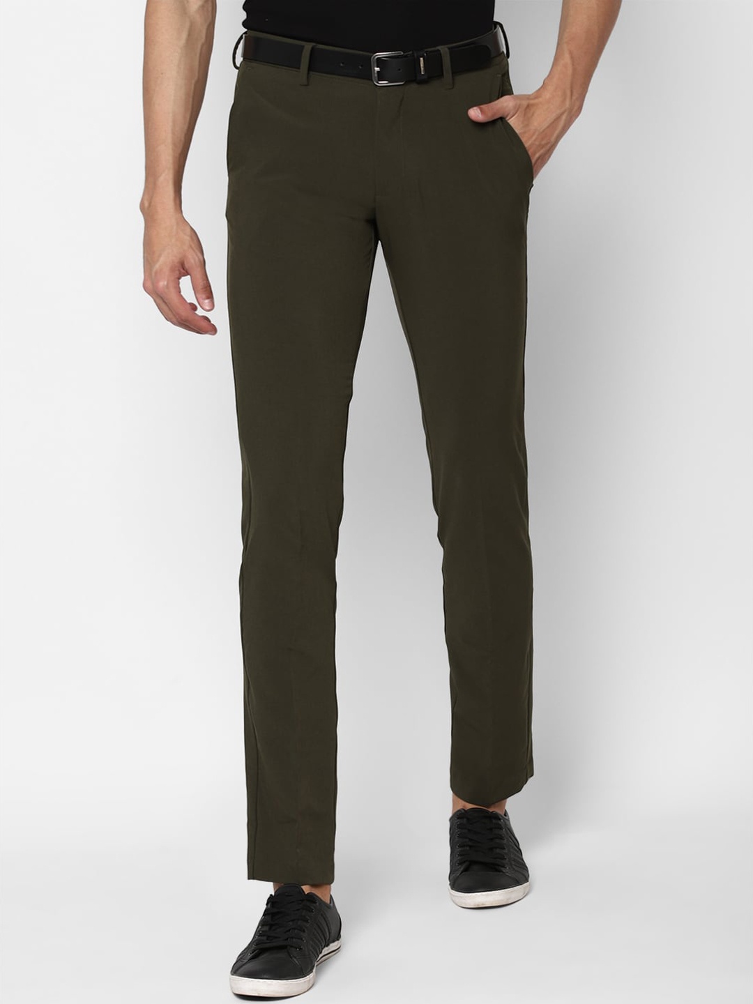 

Allen Solly Men Olive Green Slim Fit Trousers