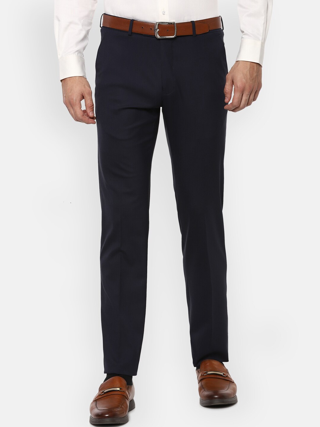 

Van Heusen Men Navy Blue Slim Fit Formal Trousers