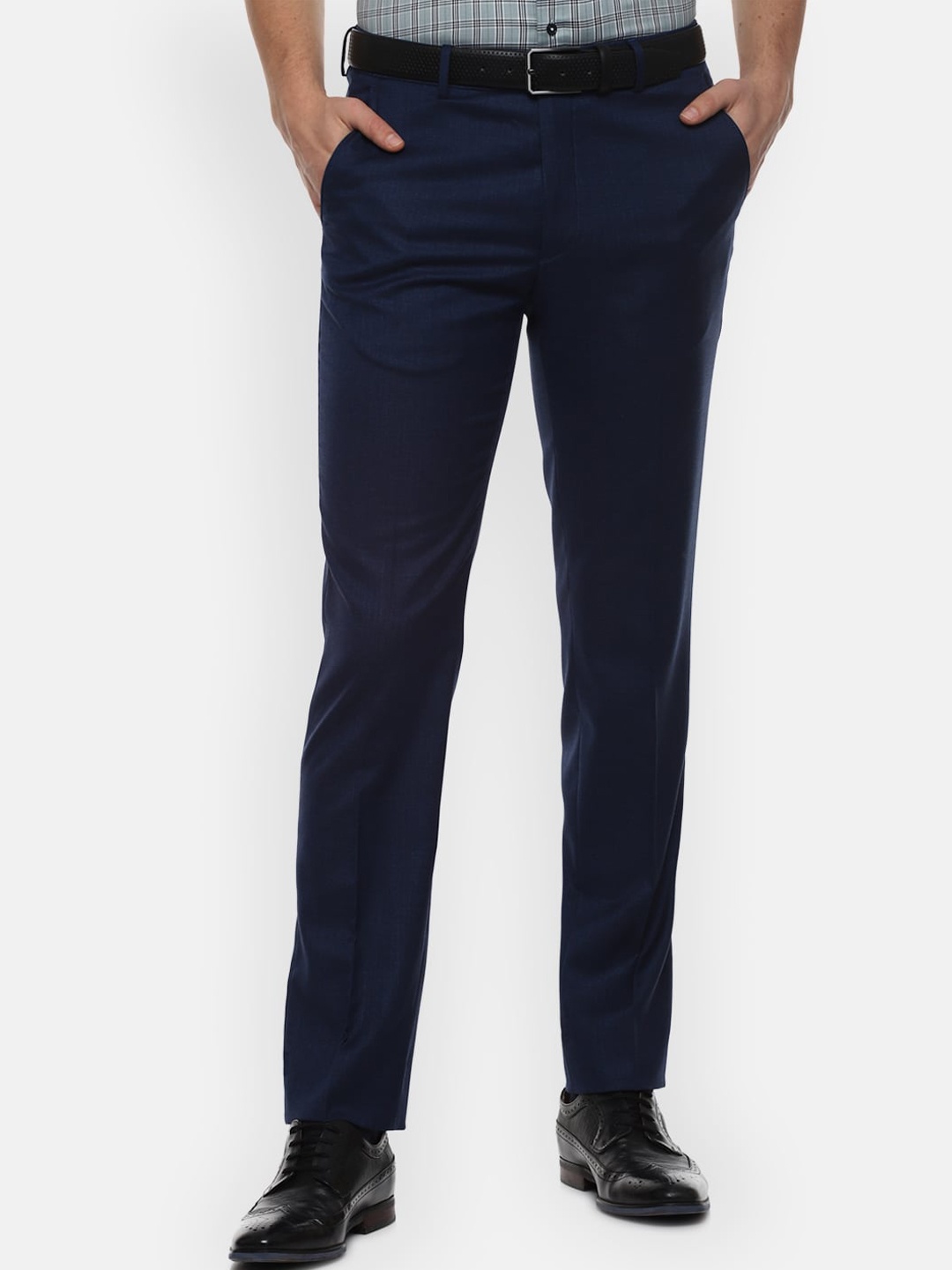 

Van Heusen Men Navy Blue Slim Fit Formal Trousers