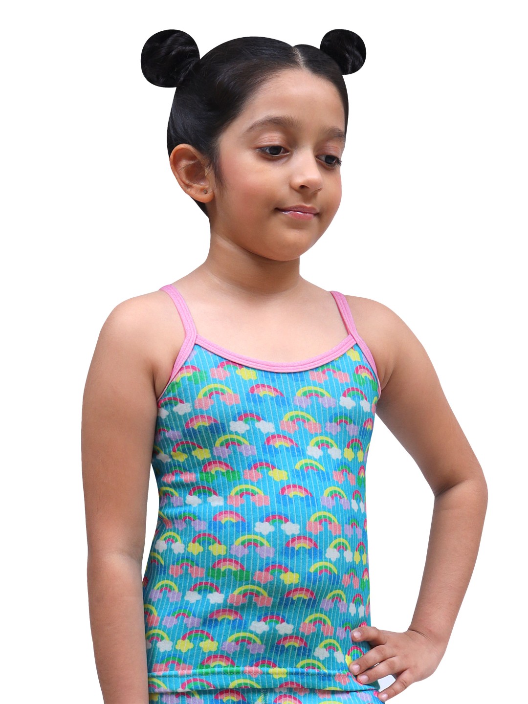 

DChica Girls Blue & Pink Rainbow Printed Thermal Top