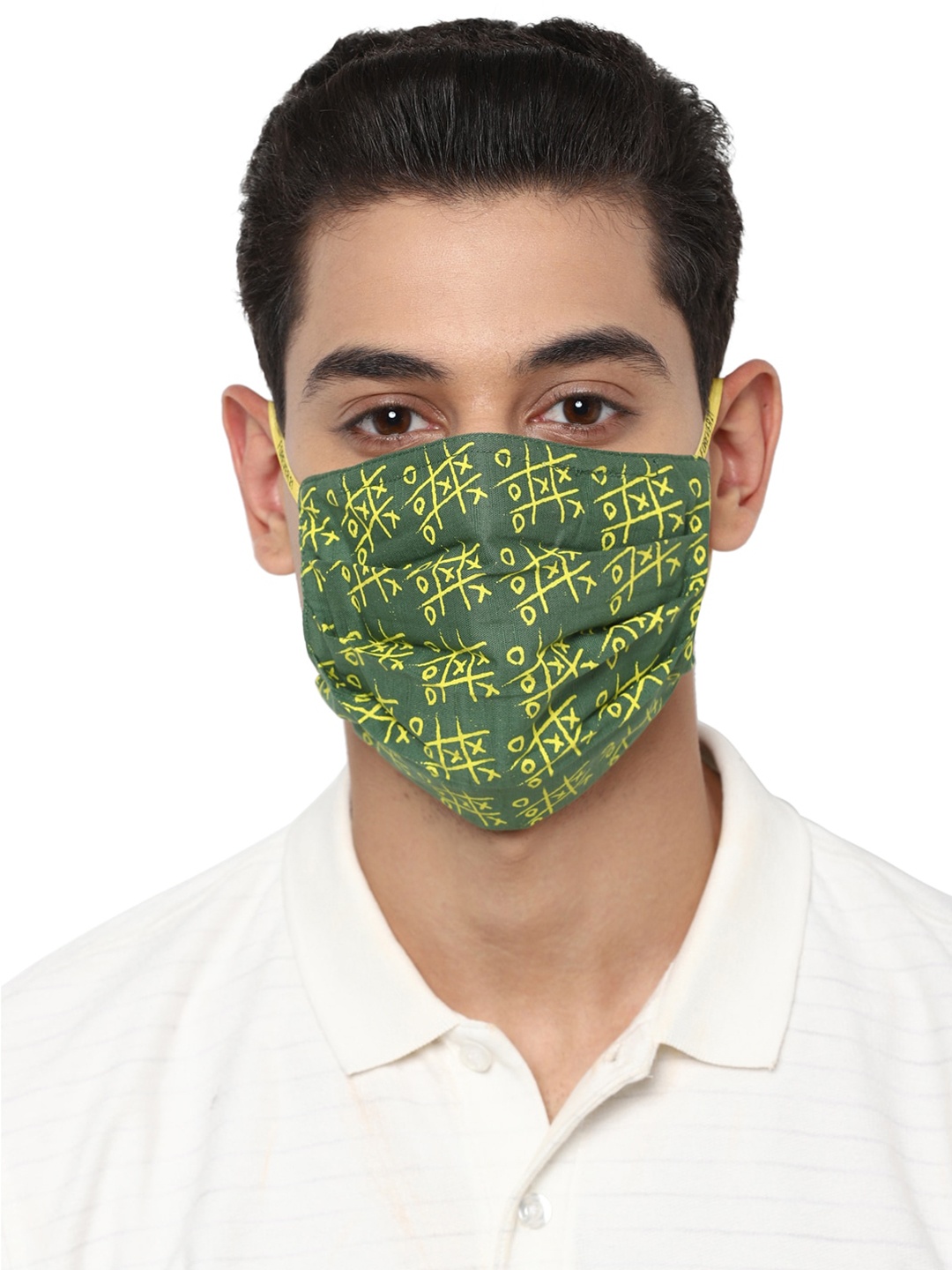 

FOREVER 21 Men Green & Yellow Printed 2-Ply Reusable Pure Cotton Cloth Mask