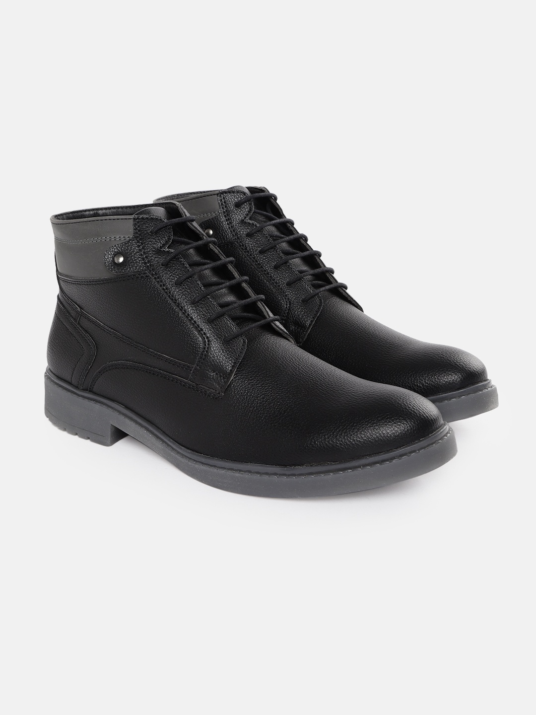 

Roadster Men Black Solid Mid-Top Flat Boots