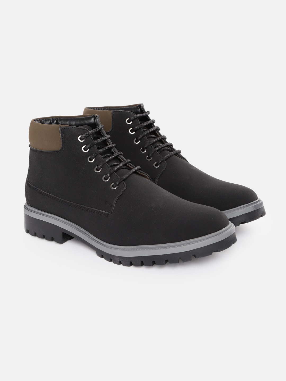 

Roadster Men Black Solid Mid-Top Flat Boots