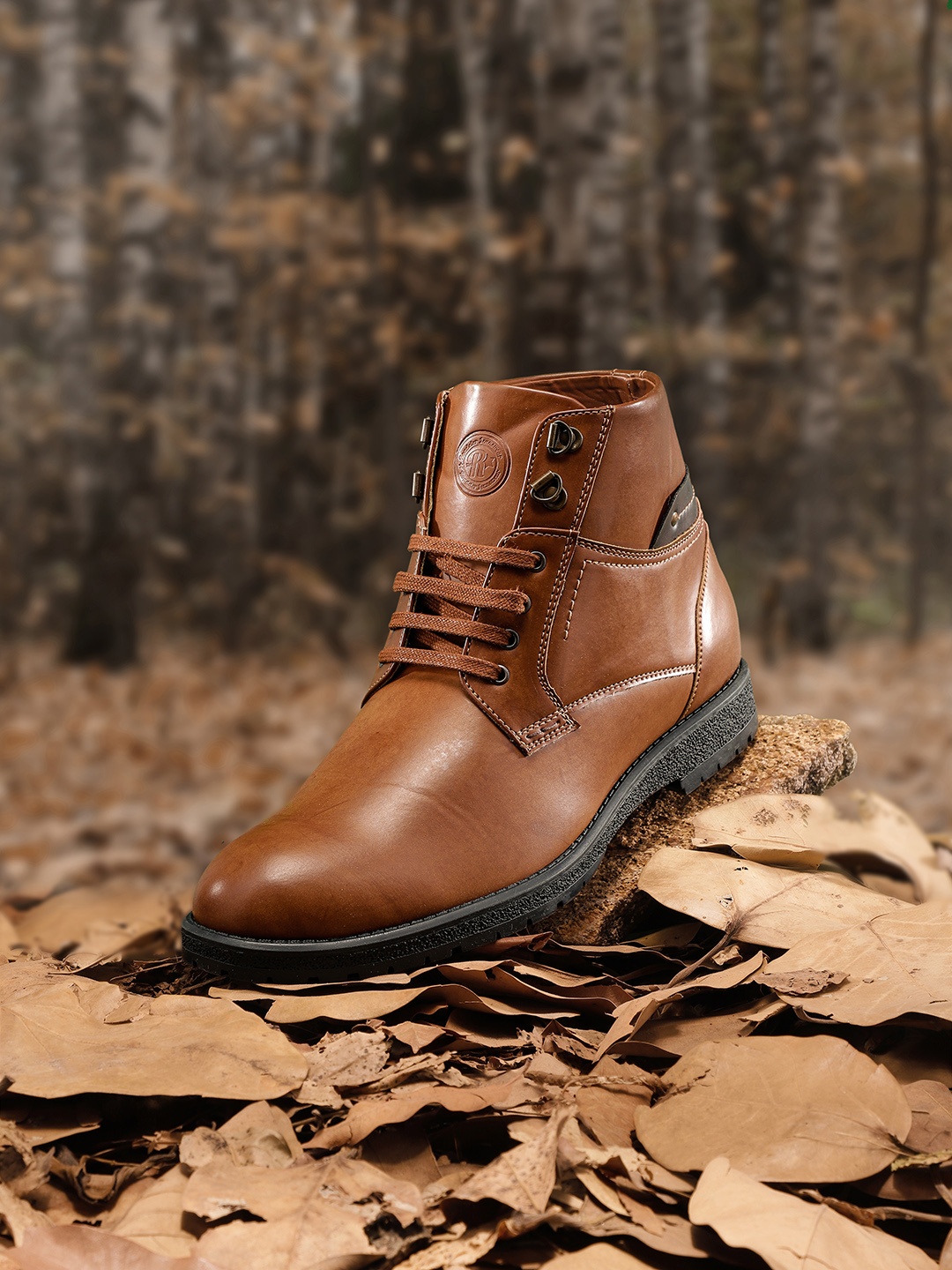 

The Roadster Lifestyle Co Men Tan Brown Solid Mid-Top Flat Boots