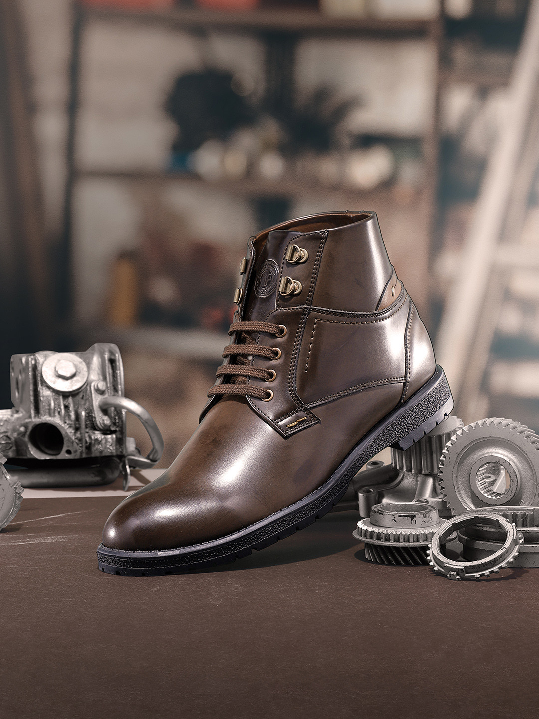 

The Roadster Lifestyle Co Men Coffee Brown Solid Mid-Top Flat Boots
