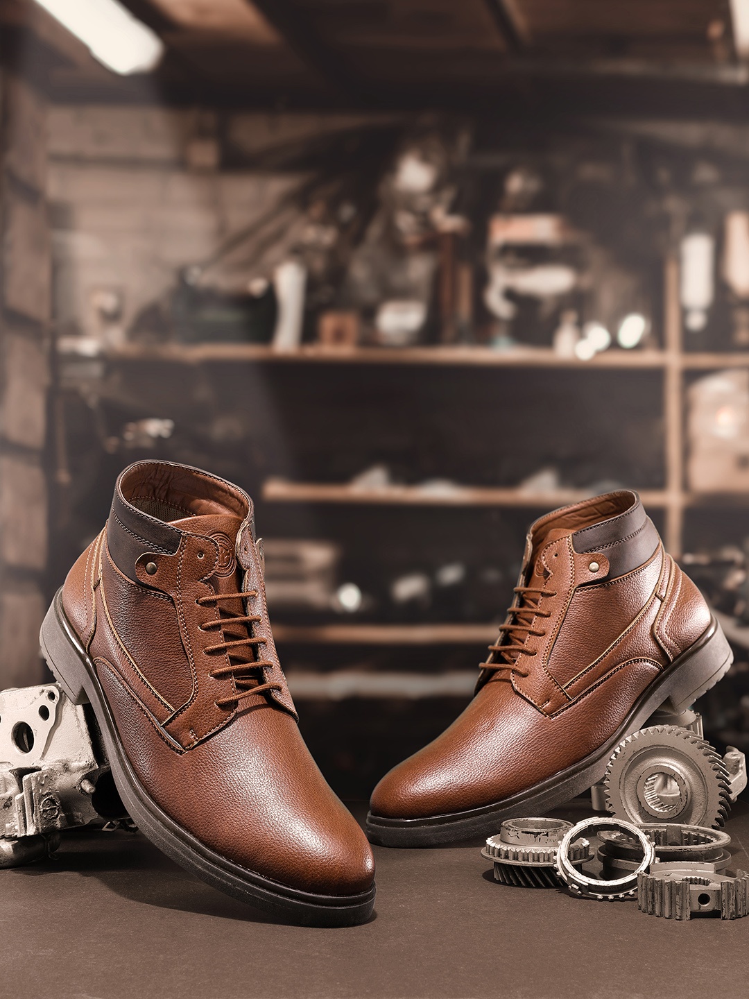 

The Roadster Lifestyle Co Men Tan Brown Solid Mid-Top Flat Boots