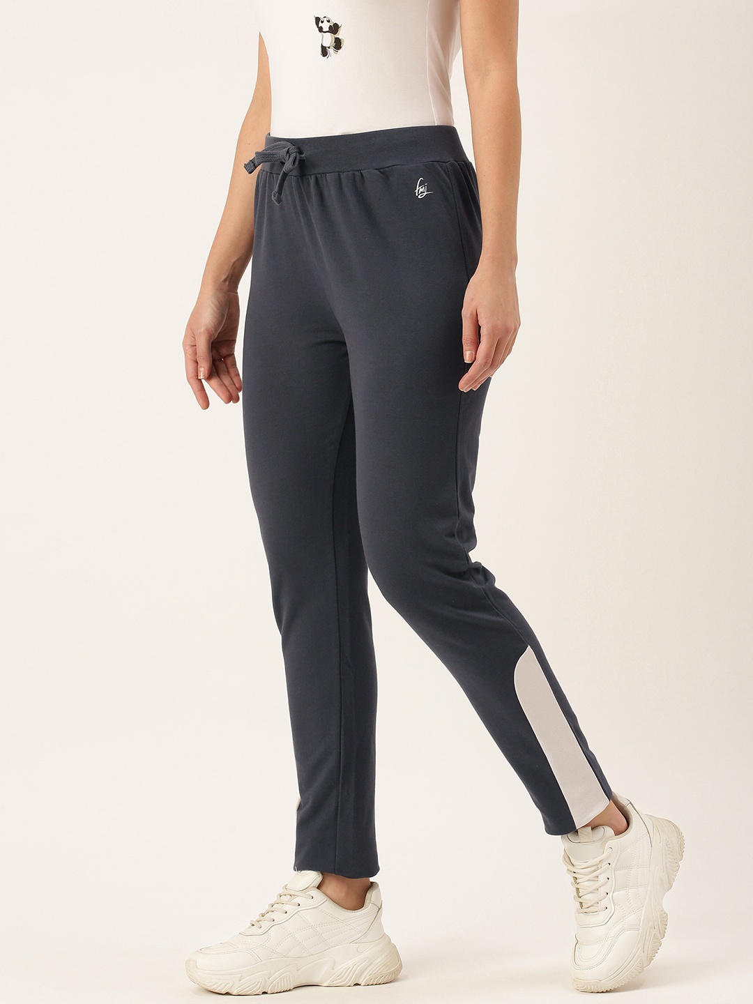 

Flying Machine Women Navy Blue Solid Straight-Fit Track Pants