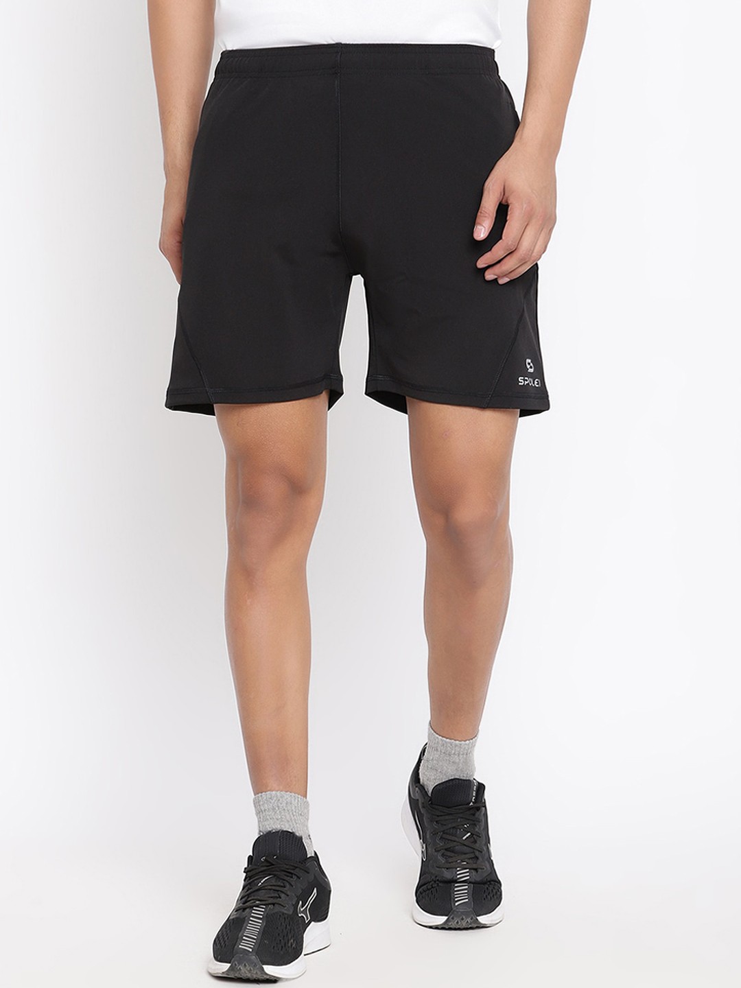

Spolei Men Black Slim Fit Sports Shorts