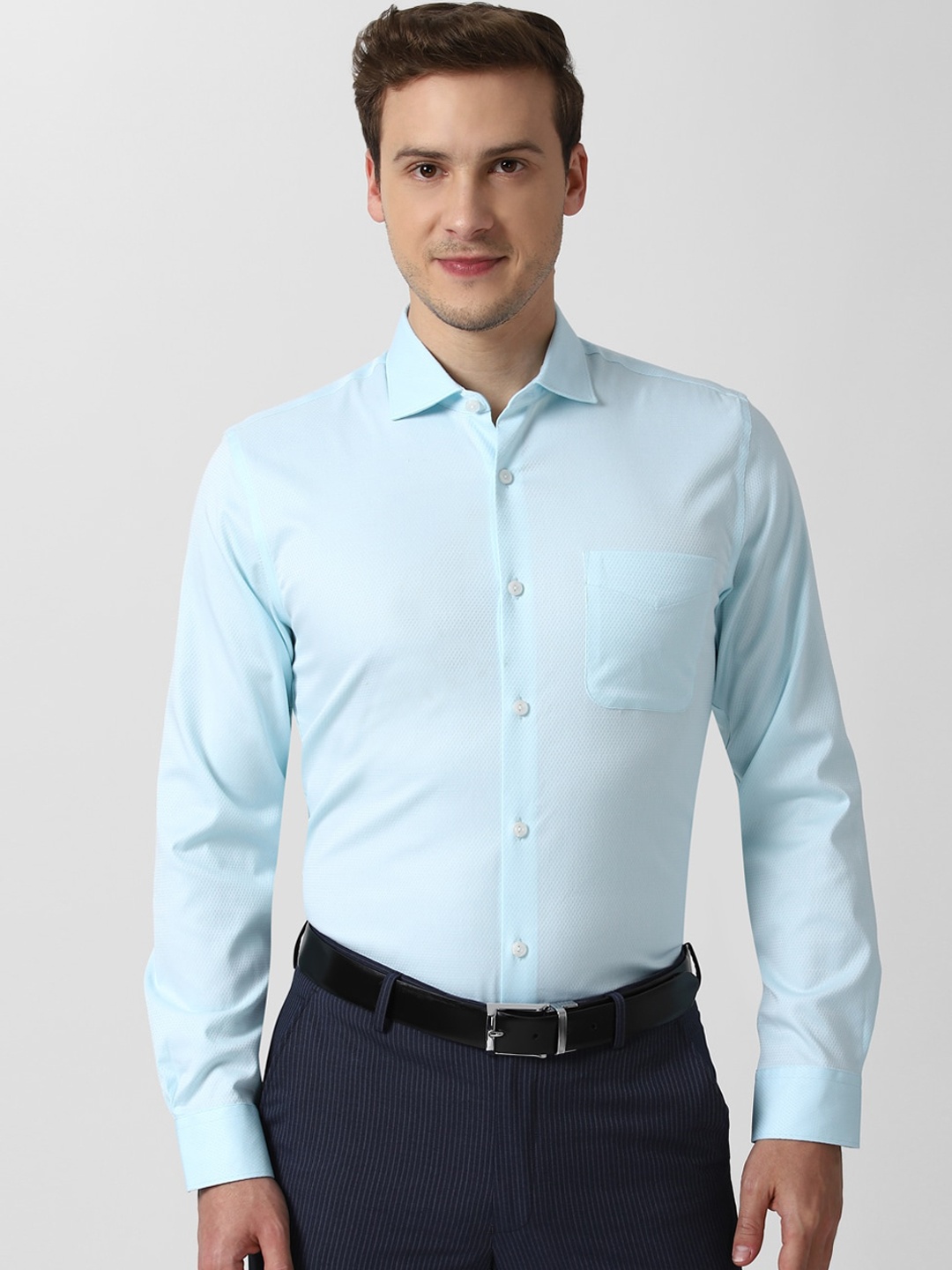 

Peter England Elite Men Blue Slim Fit Opaque Formal Shirt